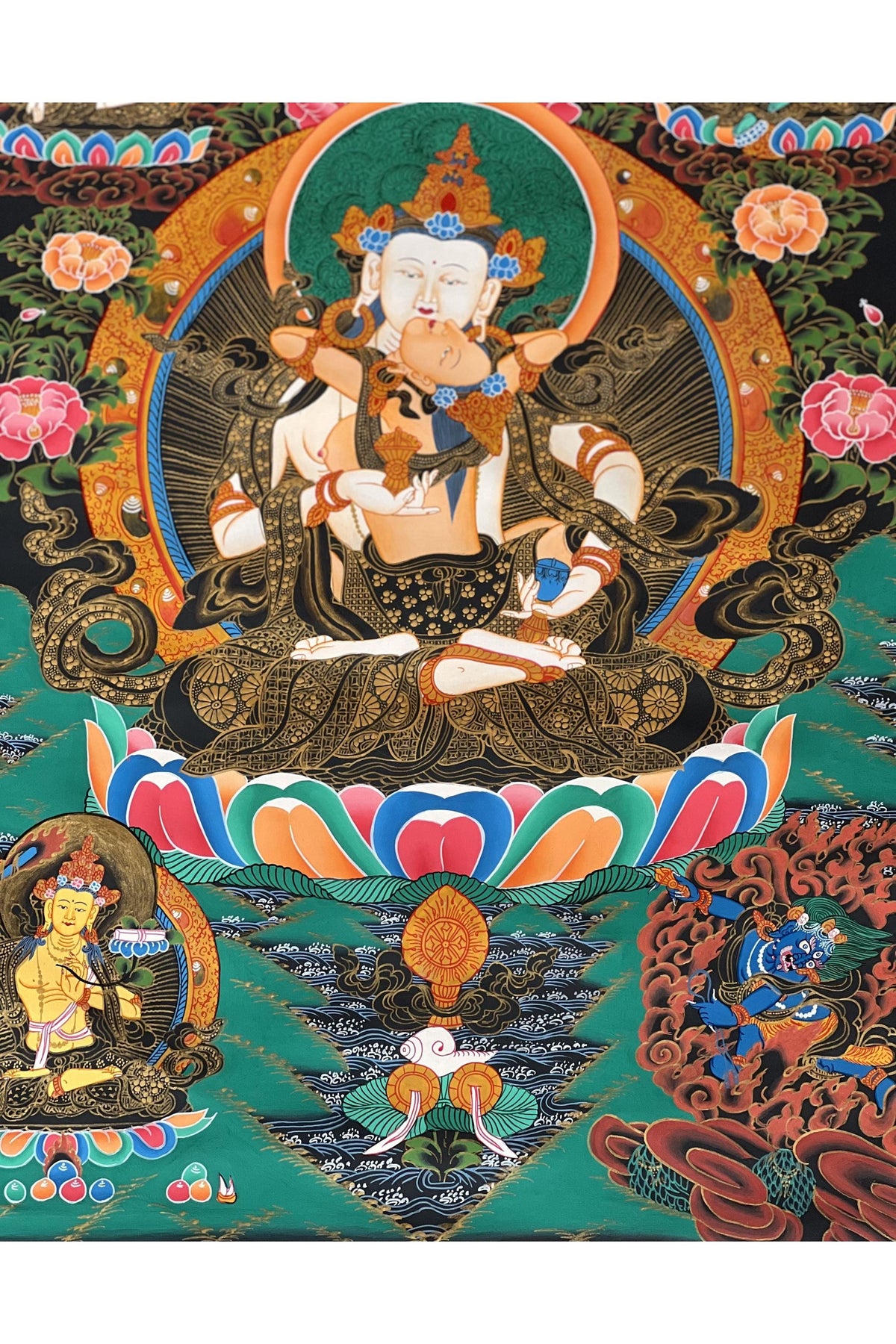 Hand-Painted Vajrasattva Shakti Thangka – Tibetan Meditation Art