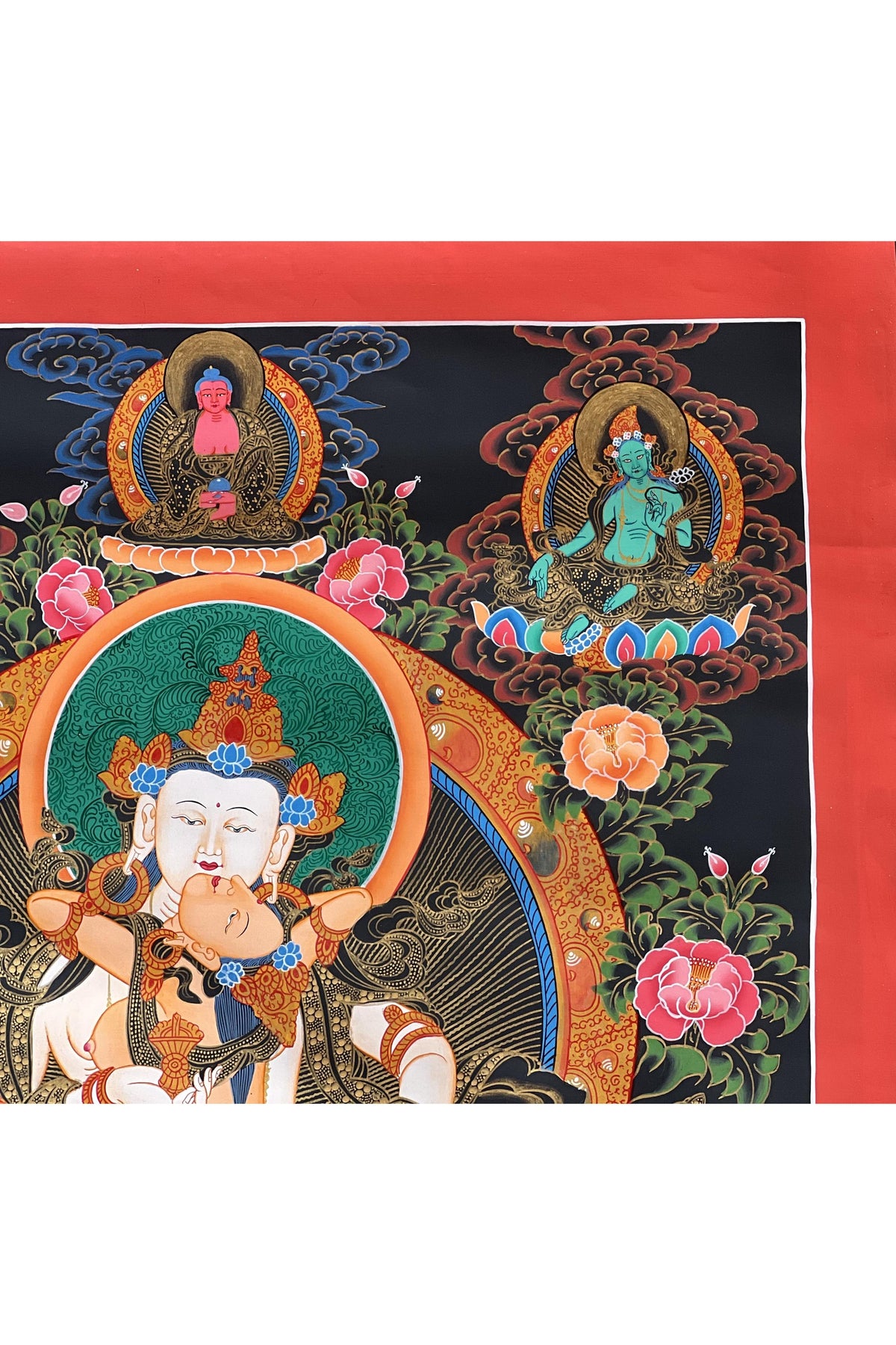 Hand-Painted Vajrasattva Thangka | Tibetan Buddha Art, Silk Brocade