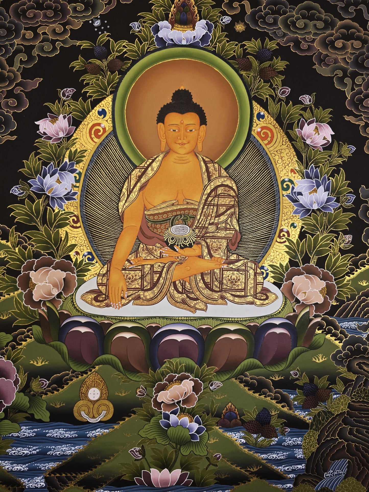 Original Hand-Painted Shakyamuni Buddha Thangka | Siddhartha Gautama Tibetan Art | Meditation Wall Hanging Masterpiece