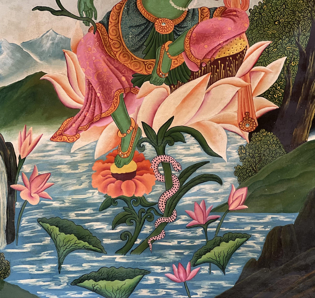 Green Tara Newari Paubha Painting | Original Buddhist Art