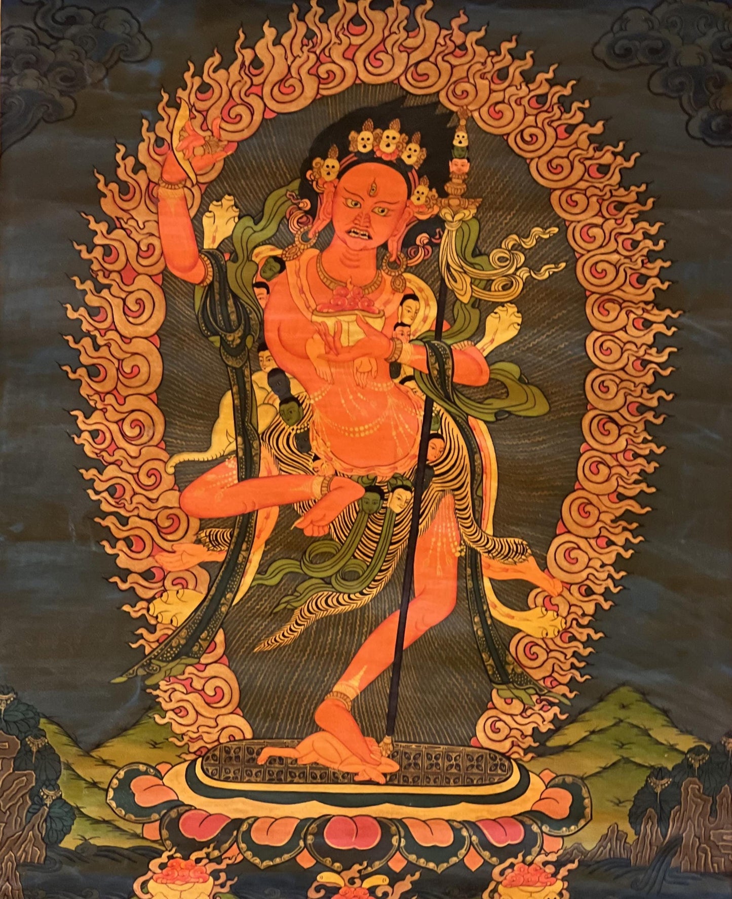 Vajravarahi Dorje Phagmo Thangka Hand Painted Tibetan Buddhist Art Old Oil Varnished