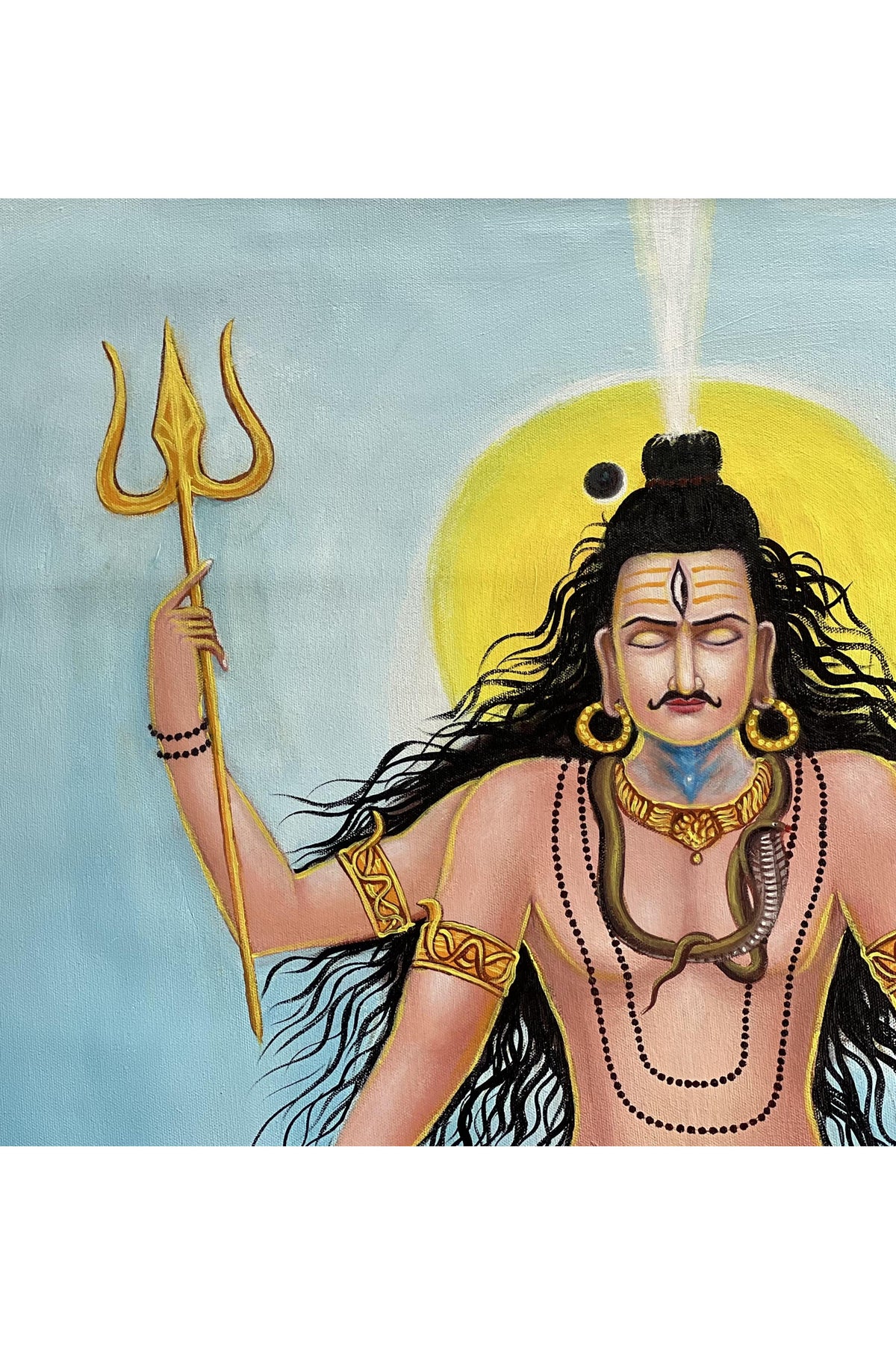 Lord Shiva Meditating at Kailash | Acrylic Painting on Canvas | Large Masterpiece | Palette Knife Art