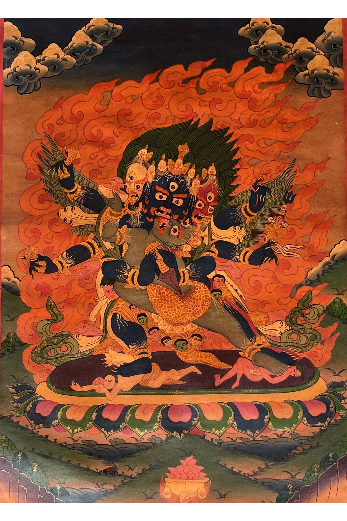 Hand-Painted Vajrakilaya Thangka | Tibetan Spiritual Art | Oil- Varnished Masterpiece