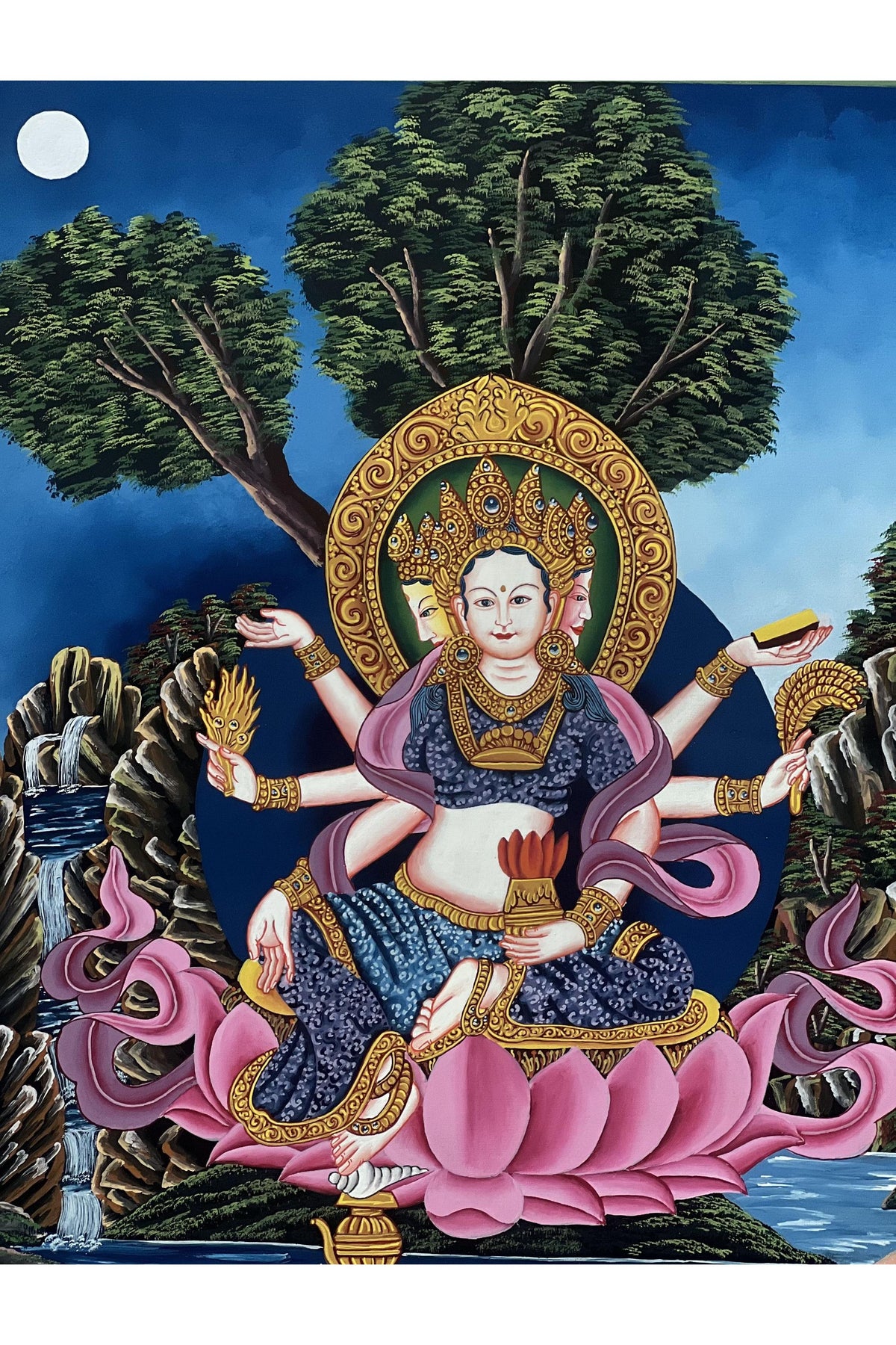 Hand-Painted Basundhara Devi Thangka | Tibetan Buddhist Art, Meditation Decor