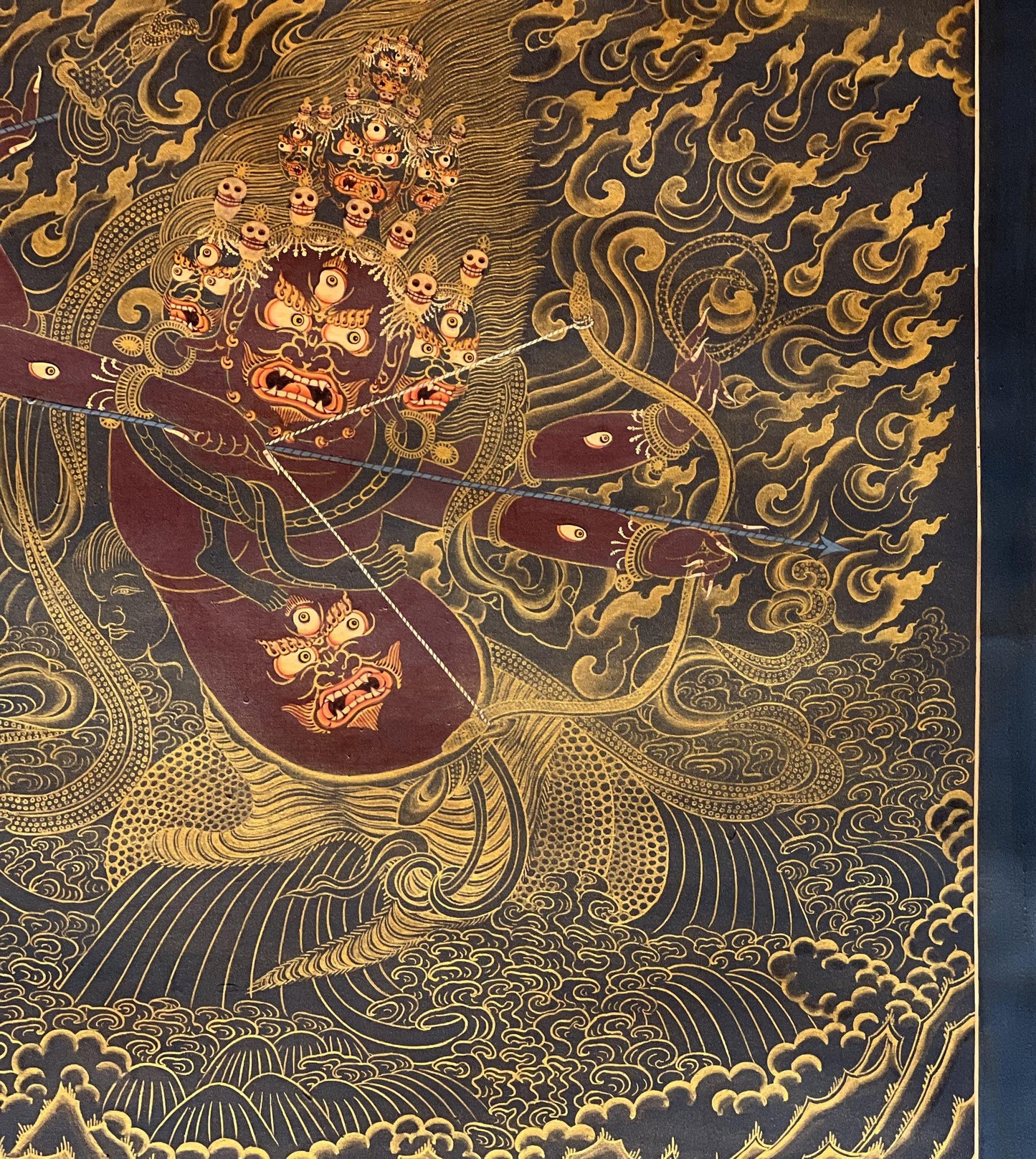 Handmade Rahula Thangka Painting | Tibetan Buddhist Guardian Deity Art