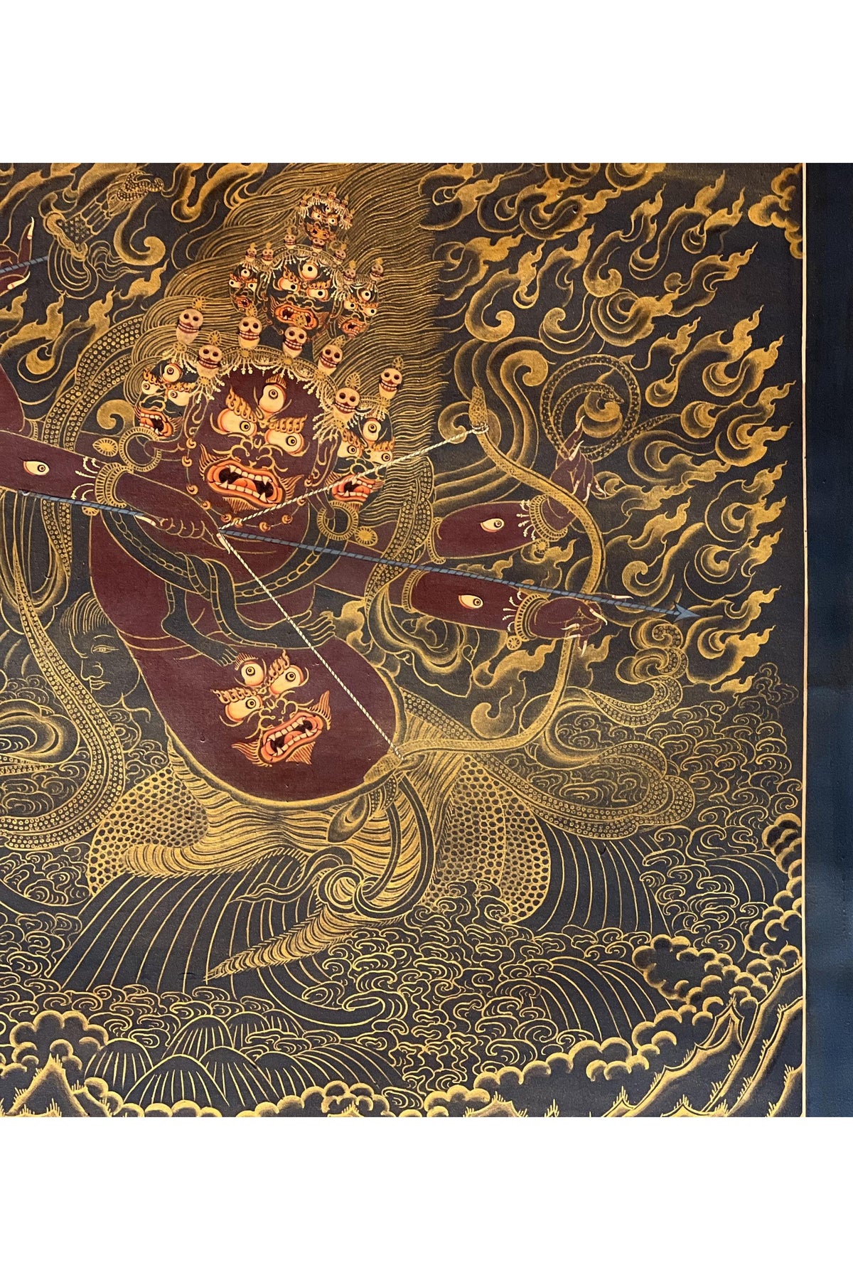 Handmade Rahula Thangka Painting | Tibetan Buddhist Guardian Deity Art