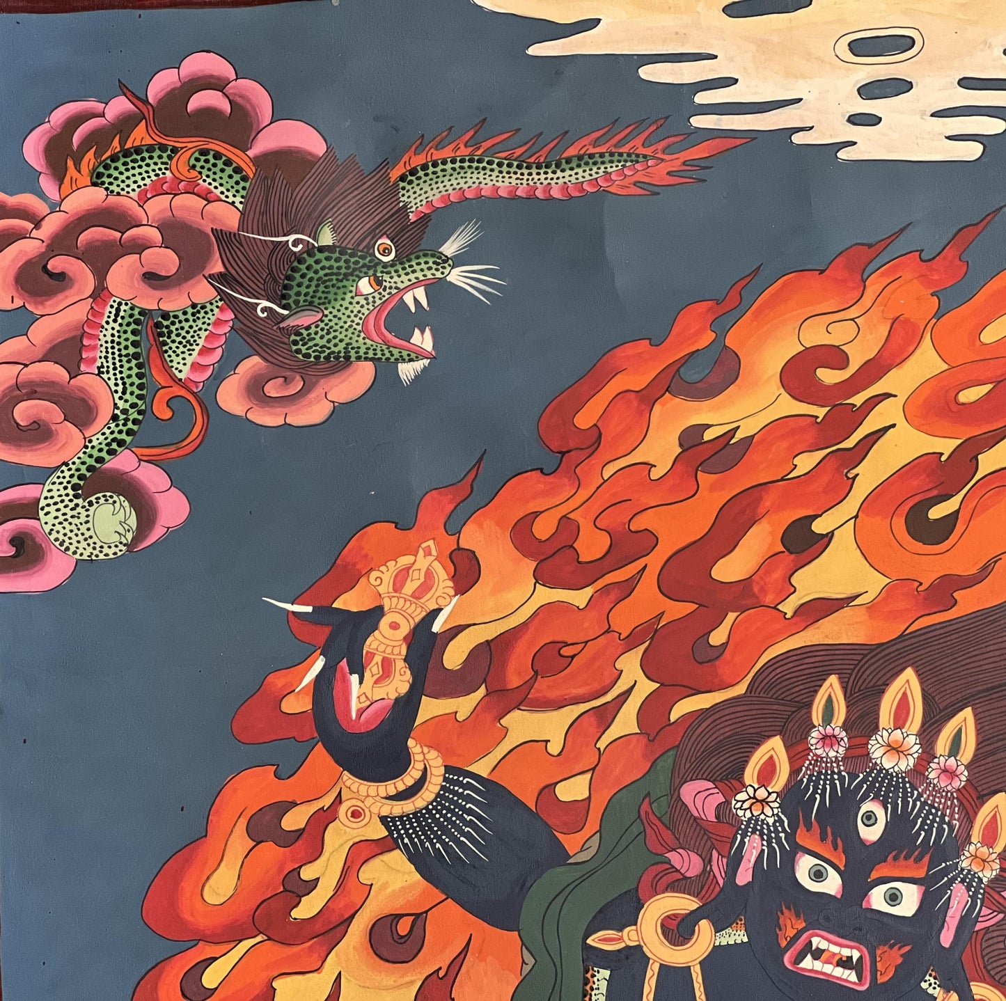 Large, Hand-Painted Six-Armed Mahakala Thangka - Tibetan Masterpiece for Compassion and Meditation - Wall Hanging for Homes and Shrines