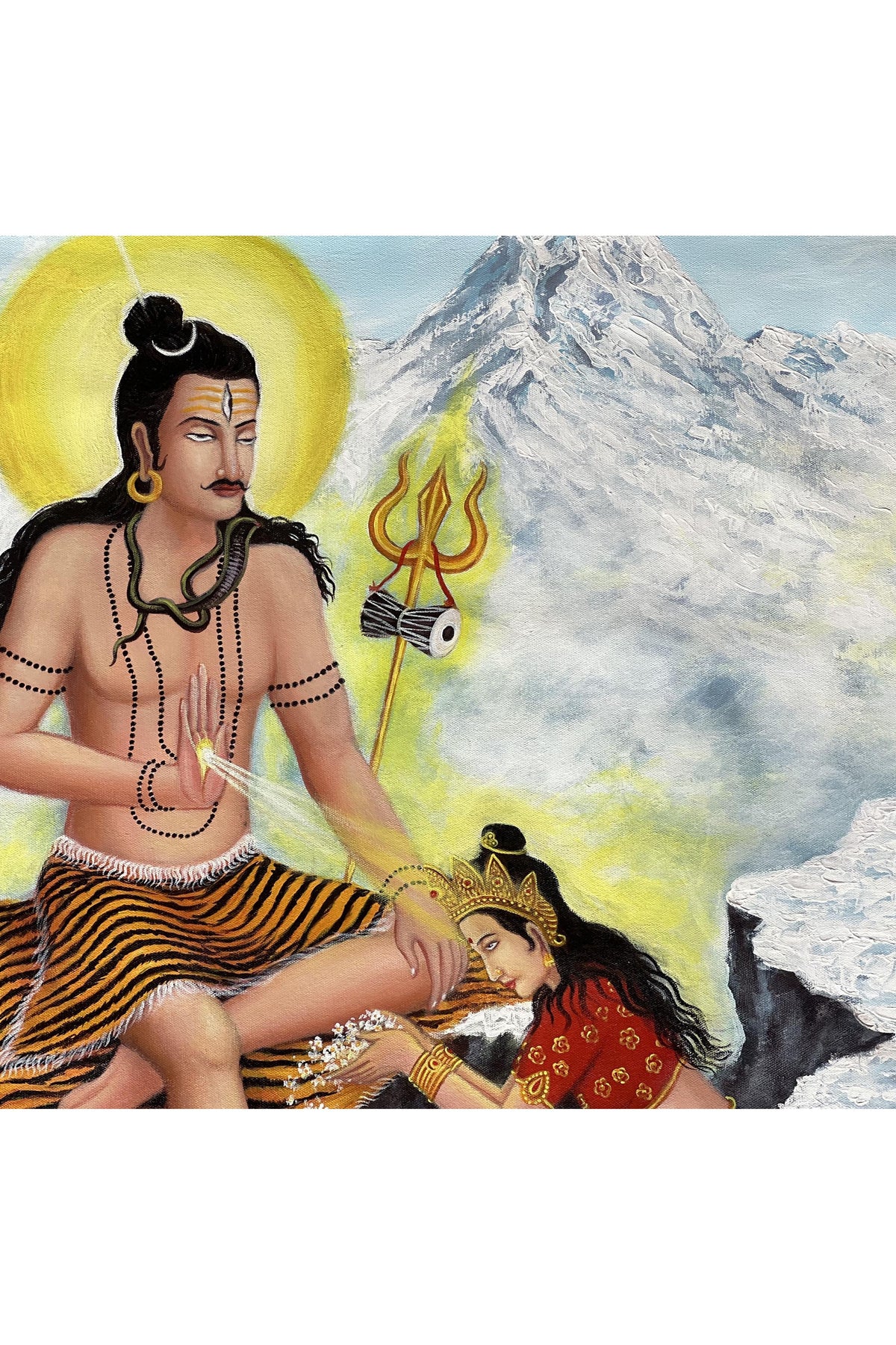 Lord Shiva Parvati Acrylic Painting: Divine Love Artwork (24 x 33 Inch)