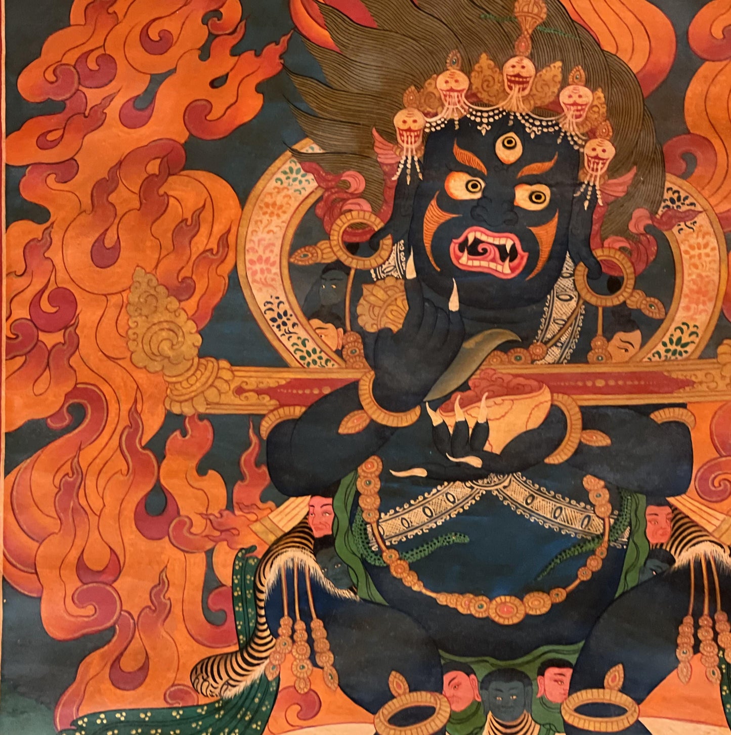 Two-Armed Mahakala Thangka Painting | Tibetan Buddhist Guardian Deity Art | Oil Varnished