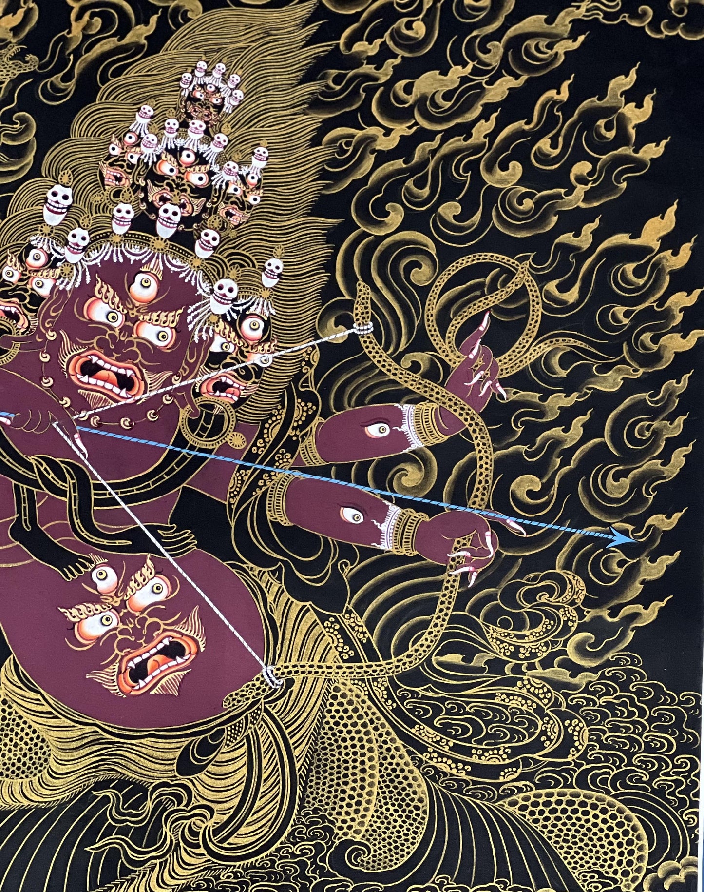 Hand-Painted Rahula Thangka | Tibetan Buddhist Guardian Deity Art