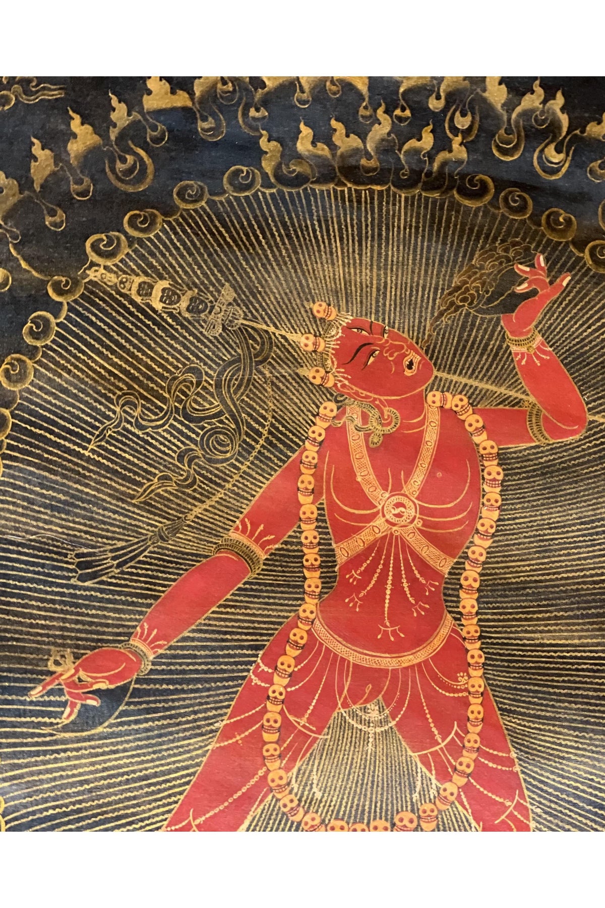 Hand-Painted Vajrayogini Thangka – Oil Varnished Tibetan Buddhist Art with Silk Brocade