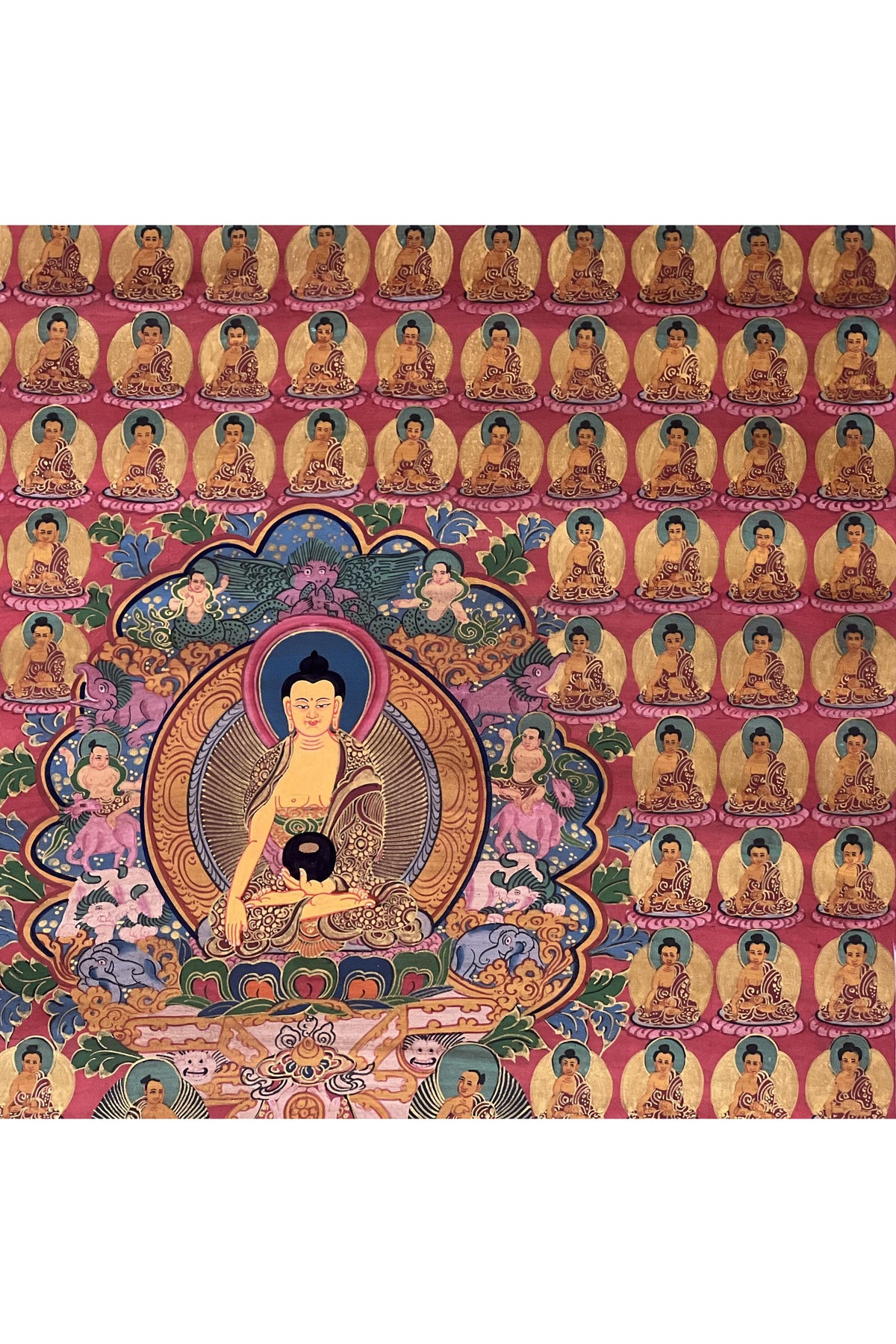Hand-Painted Shakyamuni Buddha Thangka – Tibetan Art with Silk Brocade