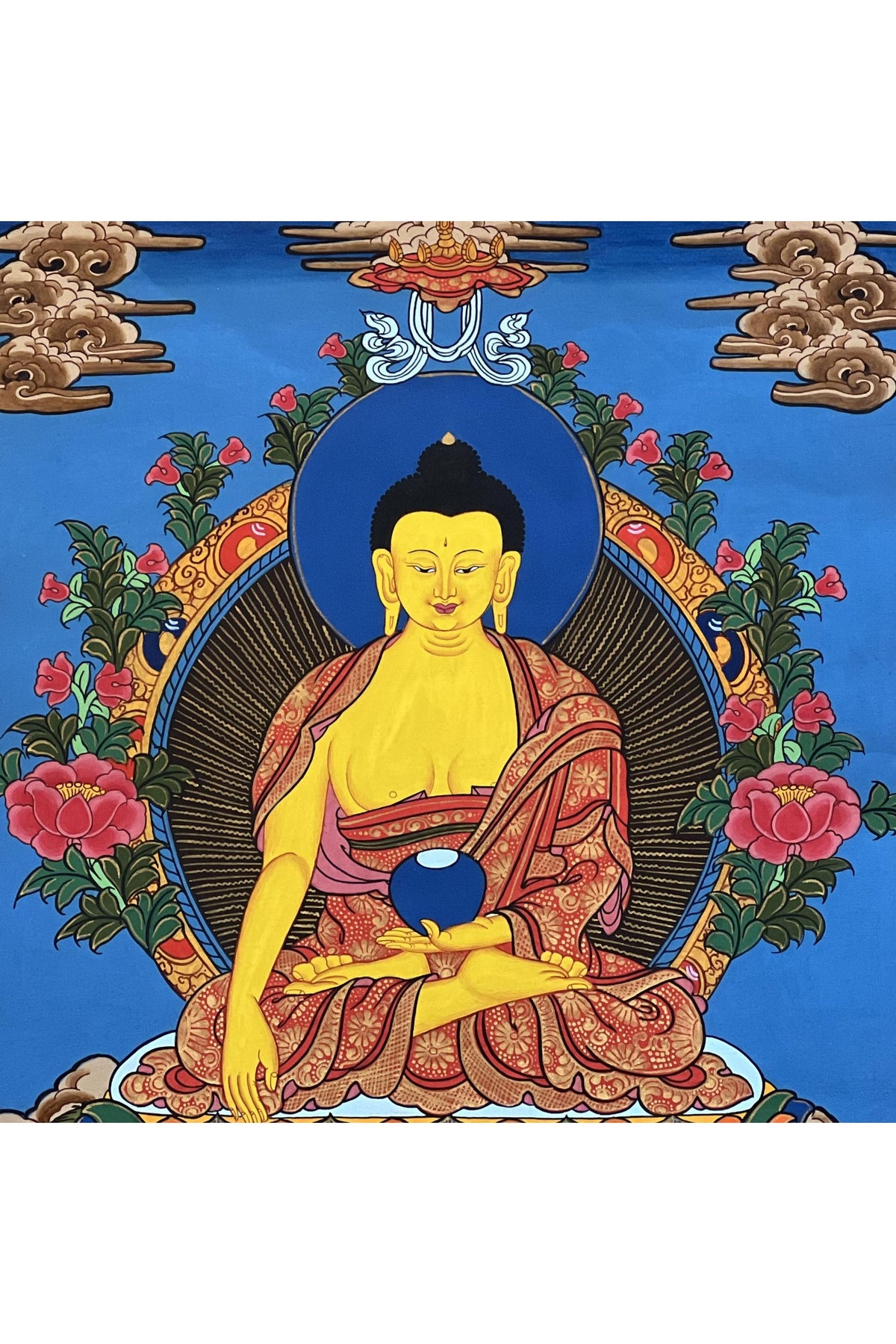 Exquisite Hand-Painted Tibetan Thangka of Shakyamuni Buddha - Traditional Silk Framed Art for Spiritual Decor