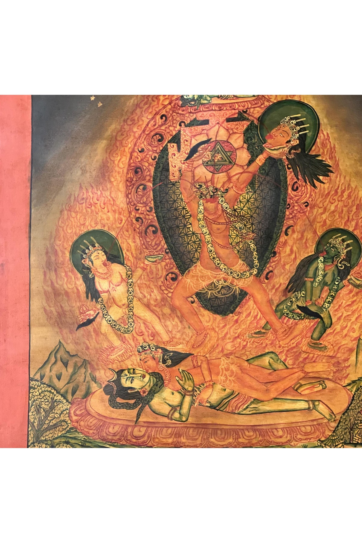 Chhinnamasta Thangka Painting – Original Hand-Painted Hindu Buddhist Art | Mahavidya Goddess | Sacred Tantric Masterpiece | Oil-Varnished