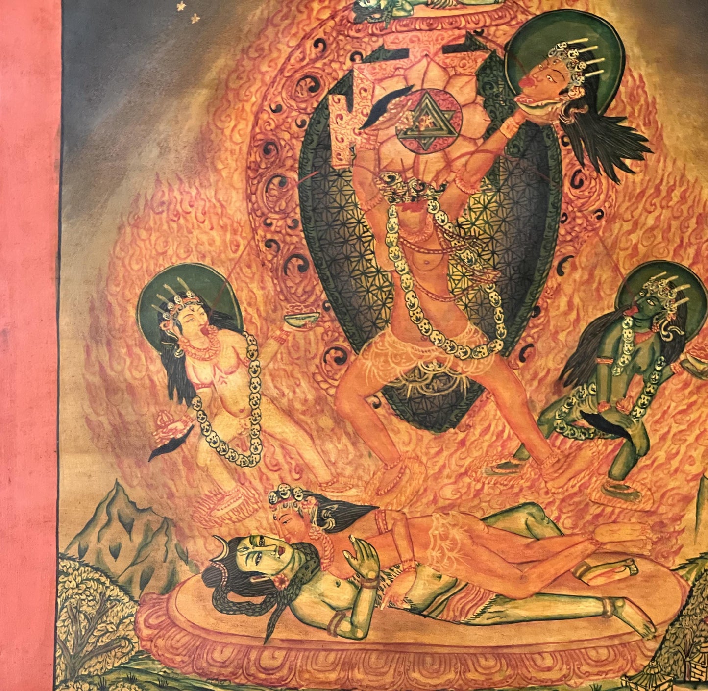 Chhinnamasta Thangka Painting – Original Hand-Painted Hindu Buddhist Art | Mahavidya Goddess | Sacred Tantric Masterpiece | Oil-Varnished