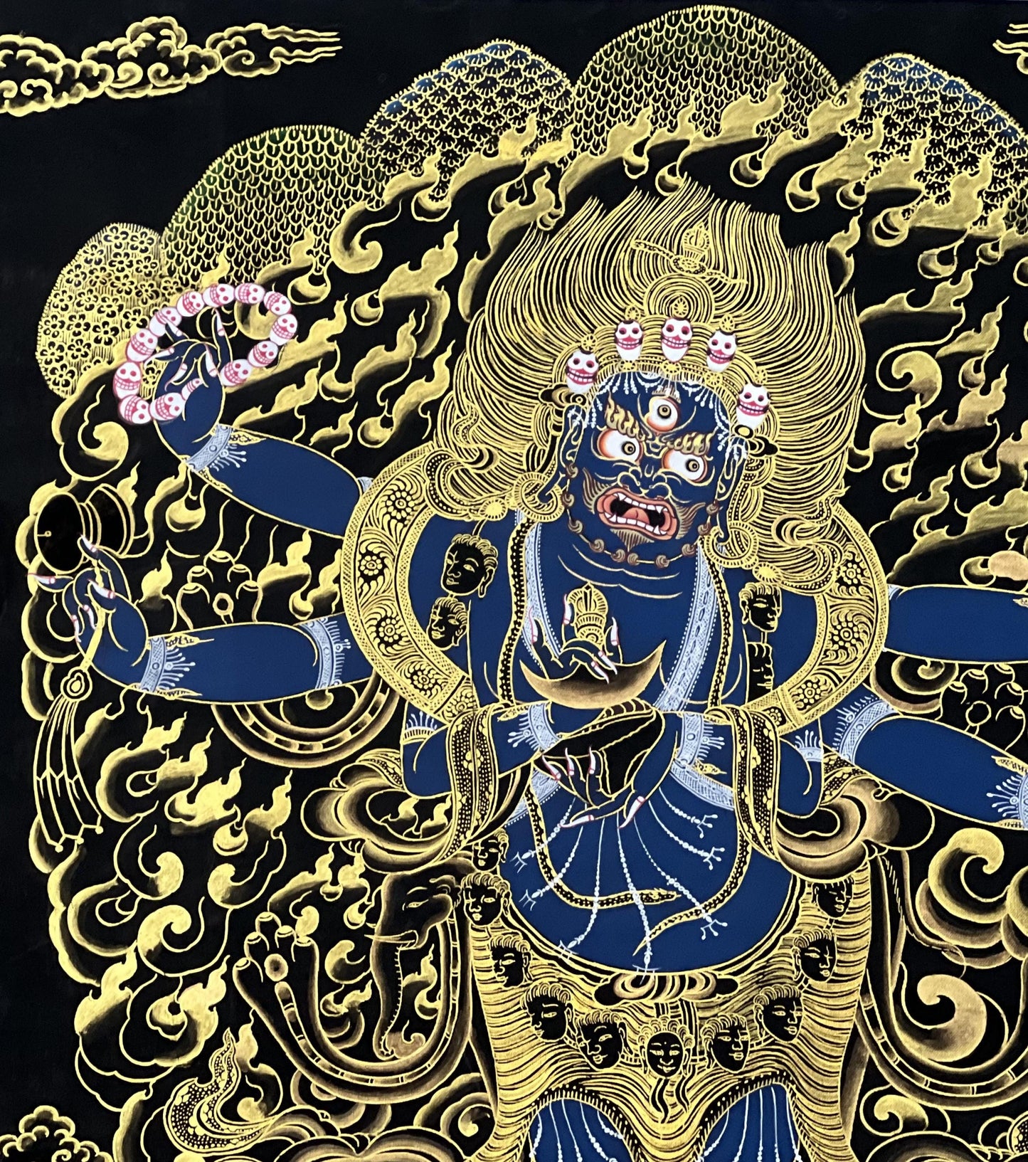 Hand-Painted Six-Armed Mahakala Thangka – Tibetan Dharma Protector Art