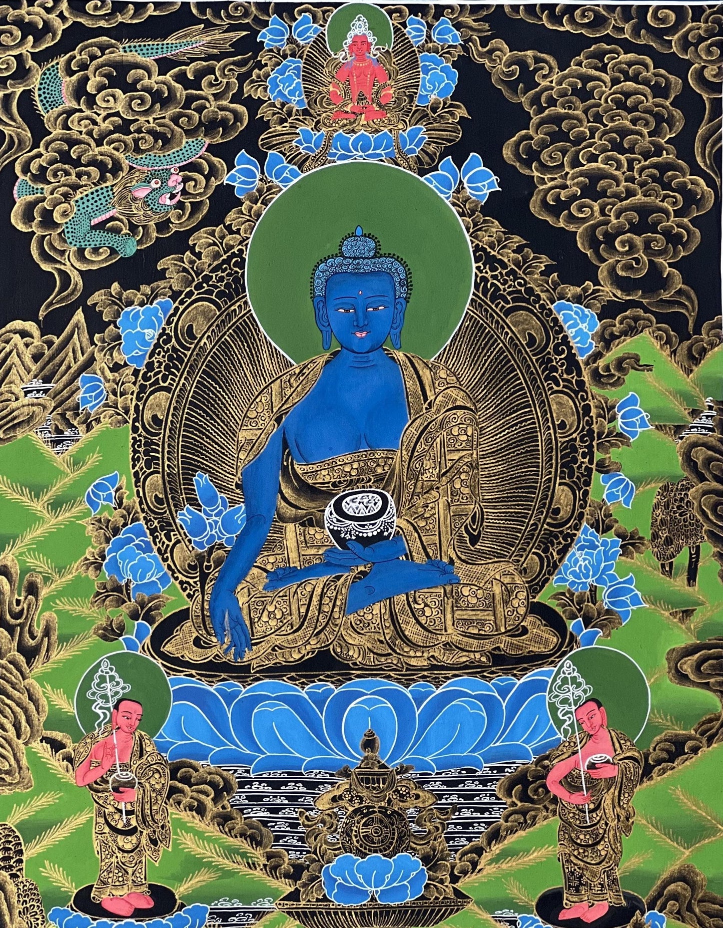 Medicine Buddha Thangka Painting | Hand-Painted Tibetan Healing Art