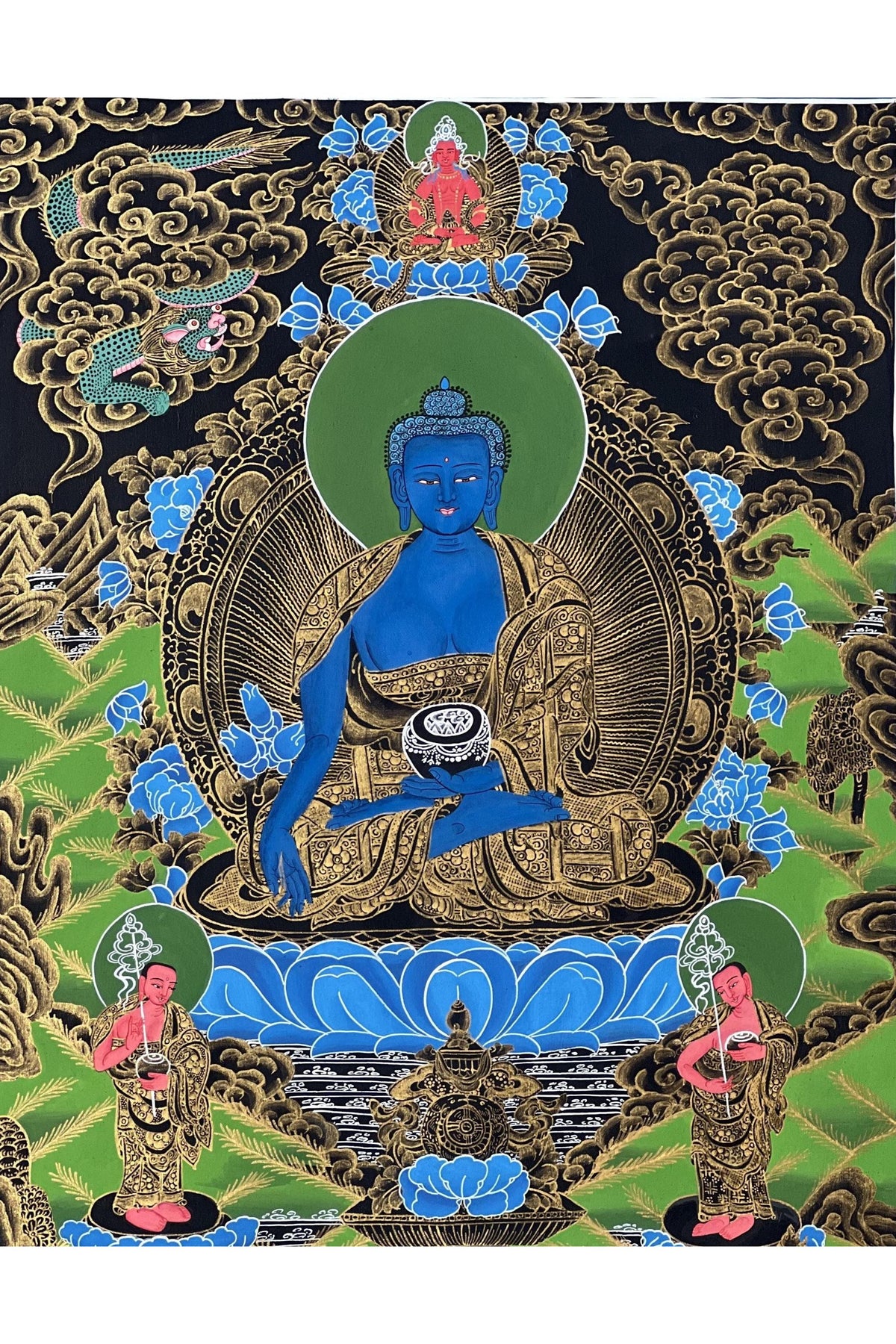 Medicine Buddha Thangka Painting | Hand-Painted Tibetan Healing Art