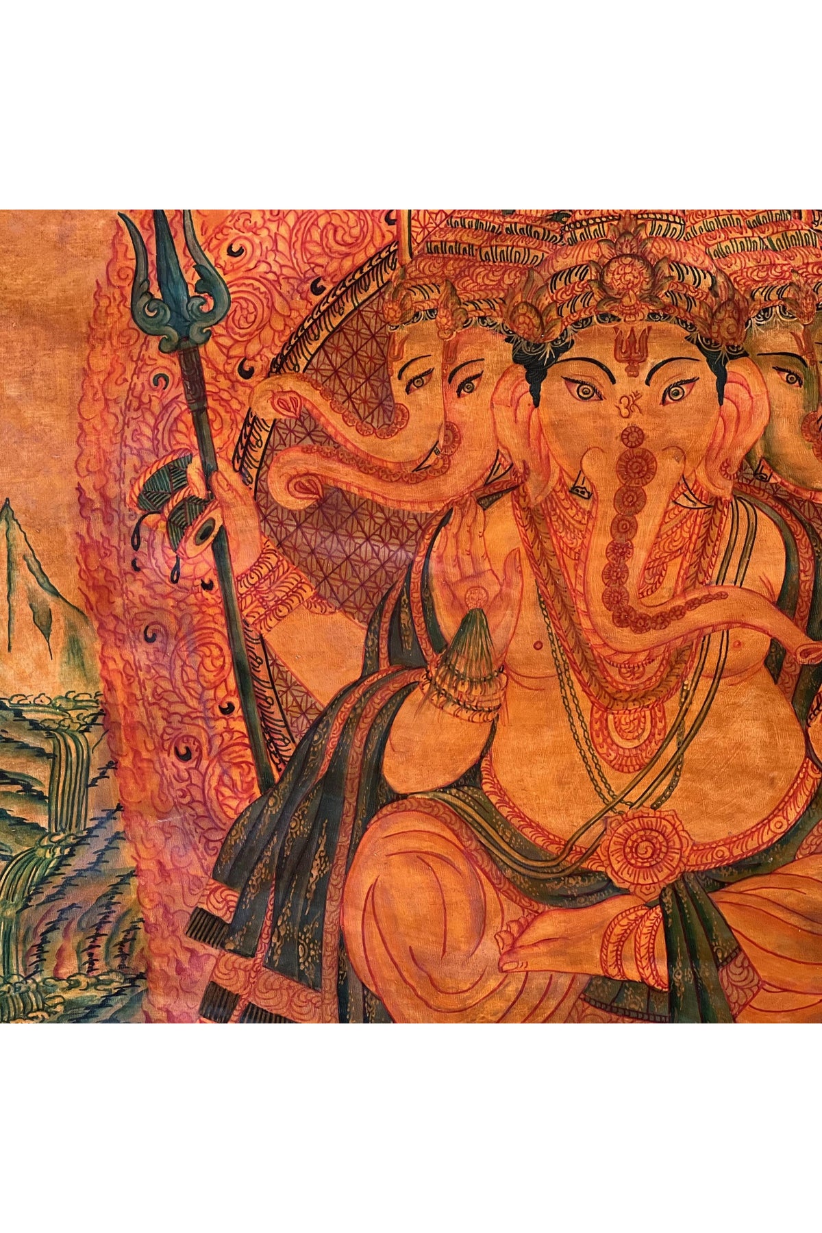 Large Panchamukhi Ganesha Thangka – Five-Faced Ganapati Newari Paubha Art