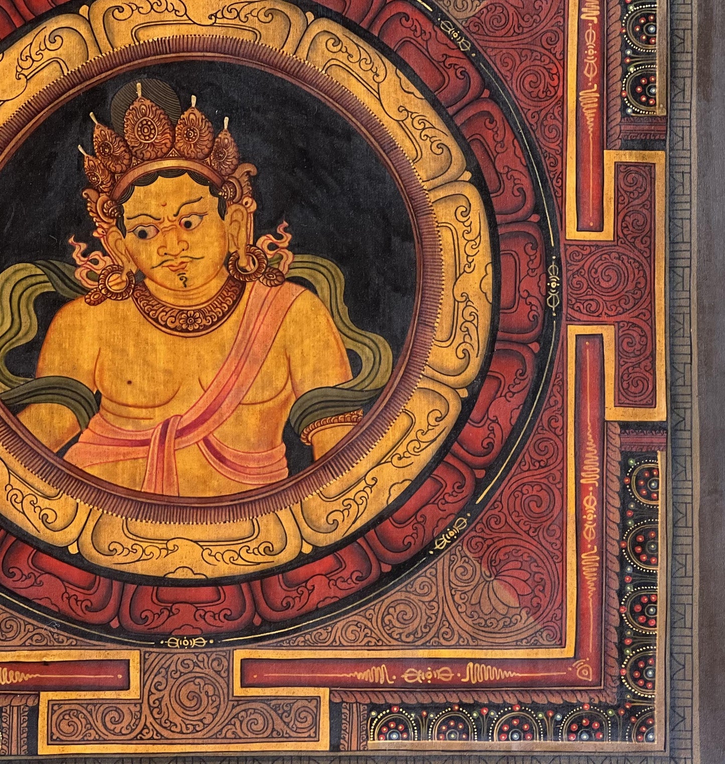 Sri Yantra Kubera Mandala Thangka Painting – Oil Varnished Newari Paubha Art