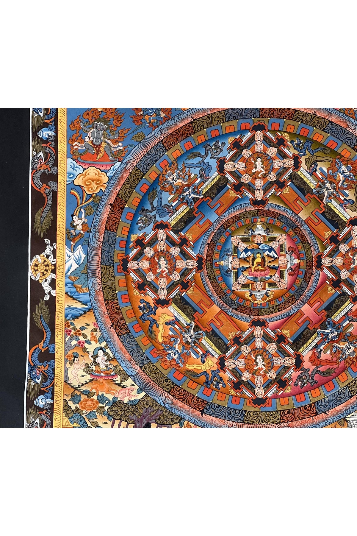 Buddha Life Mandala Thangka Painting – 24k Gold Tibetan Buddhist Art
