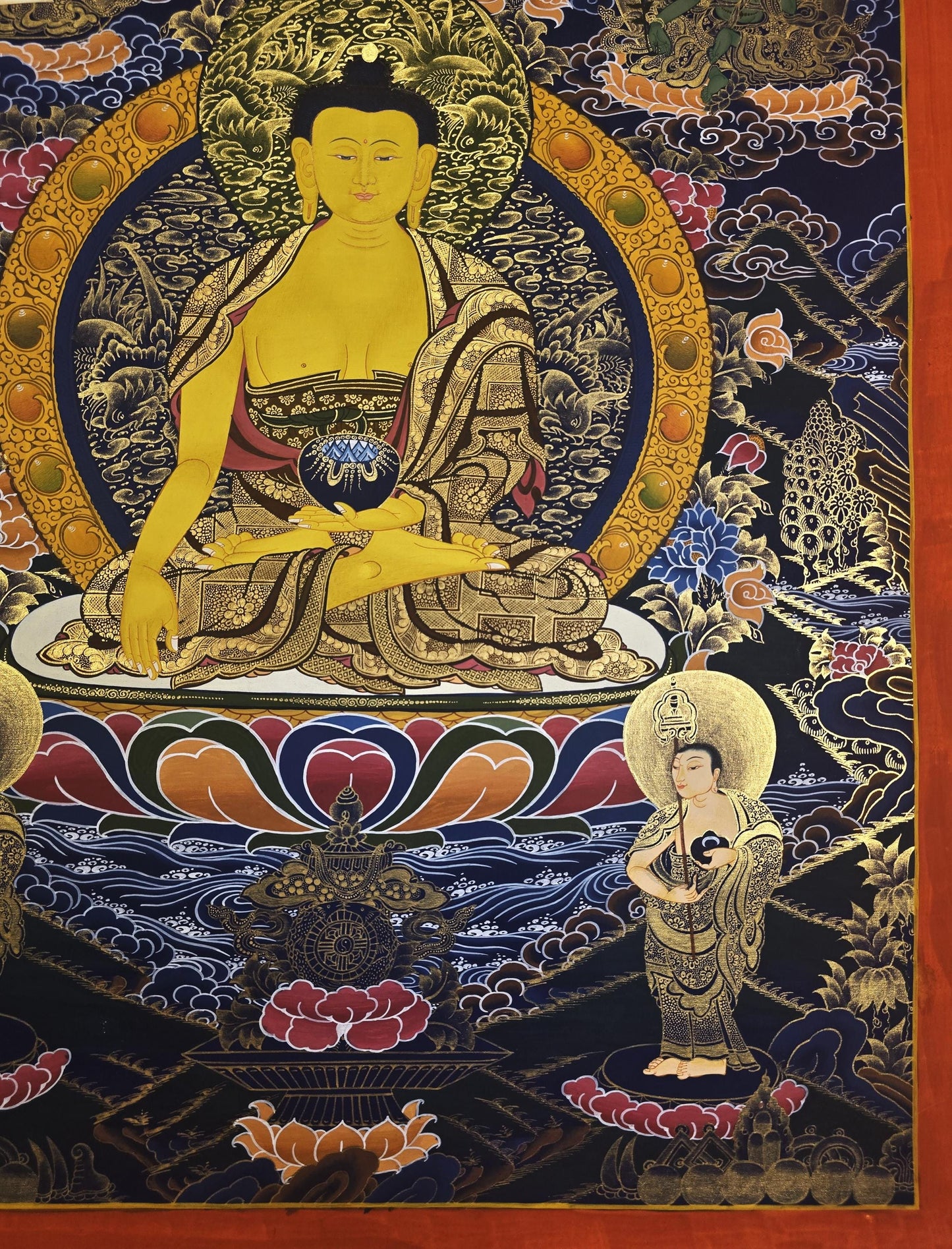 Original Hand-Painted Shakyamuni Thangka Masterpiece | Fine Gold Dust Detailing | Buddhist Art from Nepal