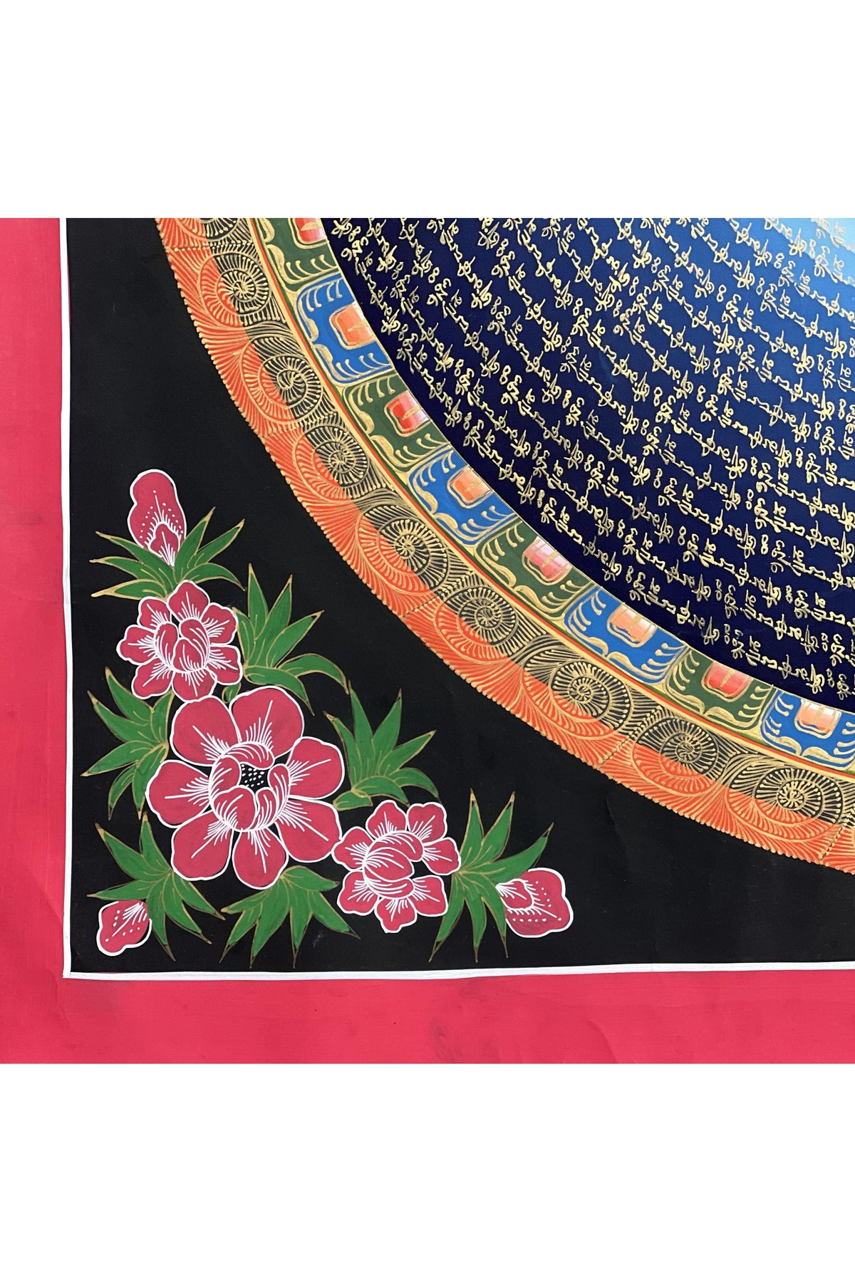 Large Amitayus Mantra Mandala Thangka | Hand-Painted Tibetan Longevity Buddha Art