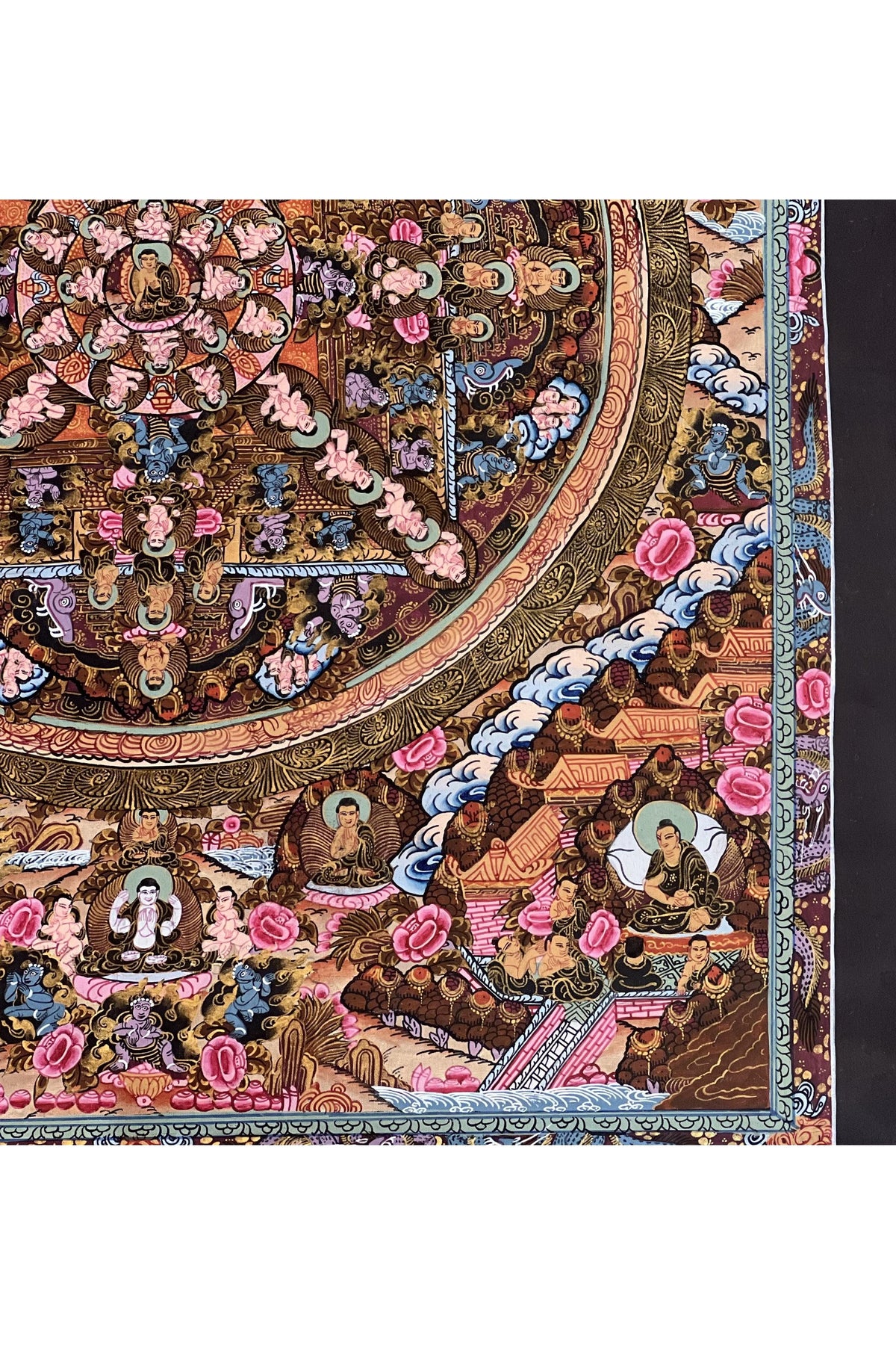 Hand-Painted Wheel of Life Mandala Thangka: Tibetan Buddha Art