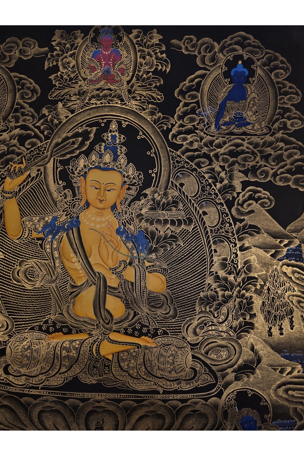 Manjushri Tibetan Thangka – Hand-Painted Buddhist Art, Nepal (18x24 in)