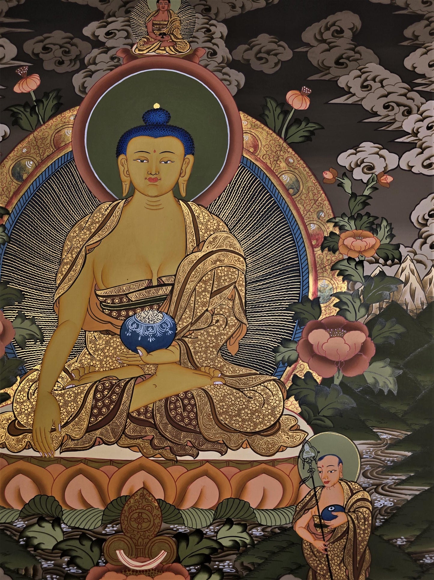 Shakyamuni Buddha Thangka Painting – Original Hand-Painted Tibetan Buddhist Art of Enlightenment From Nepal