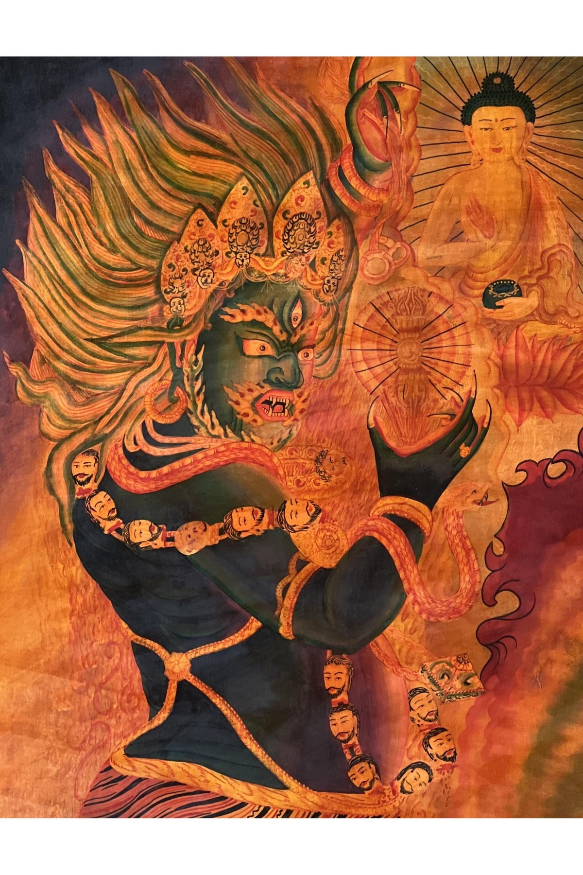 Hand-Painted Vajrapani Thangka | Newari Paubha | Oil Varnished Buddhist Art | Spiritual Wall Decor