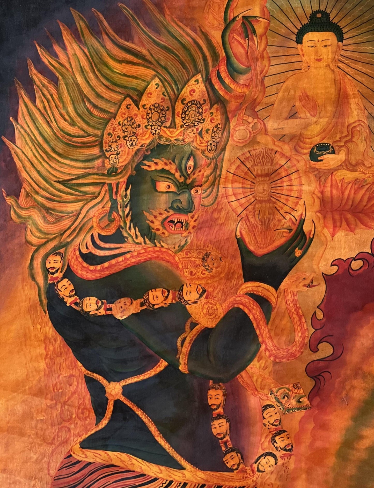 Hand-Painted Vajrapani Thangka | Newari Paubha | Oil Varnished Buddhist Art | Spiritual Wall Decor