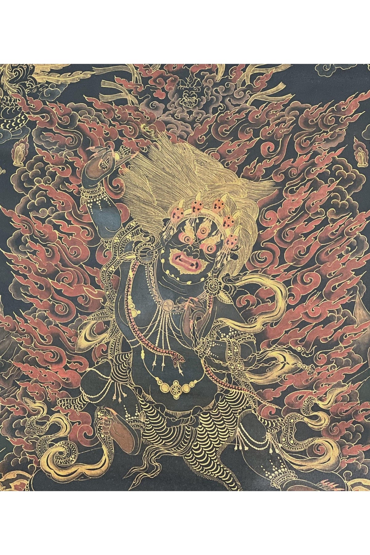 Hand-Painted Vajrapani Tibetan Thangka | Buddhist Protector Art