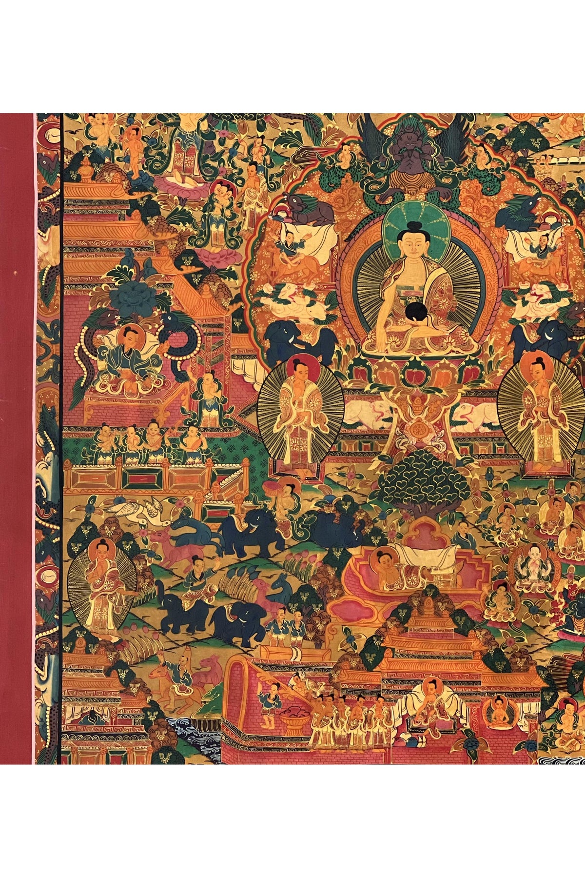Hand-Painted Buddha Life Story Thangka | Shakyamuni Buddha Sacred Art | Tibetan Painting