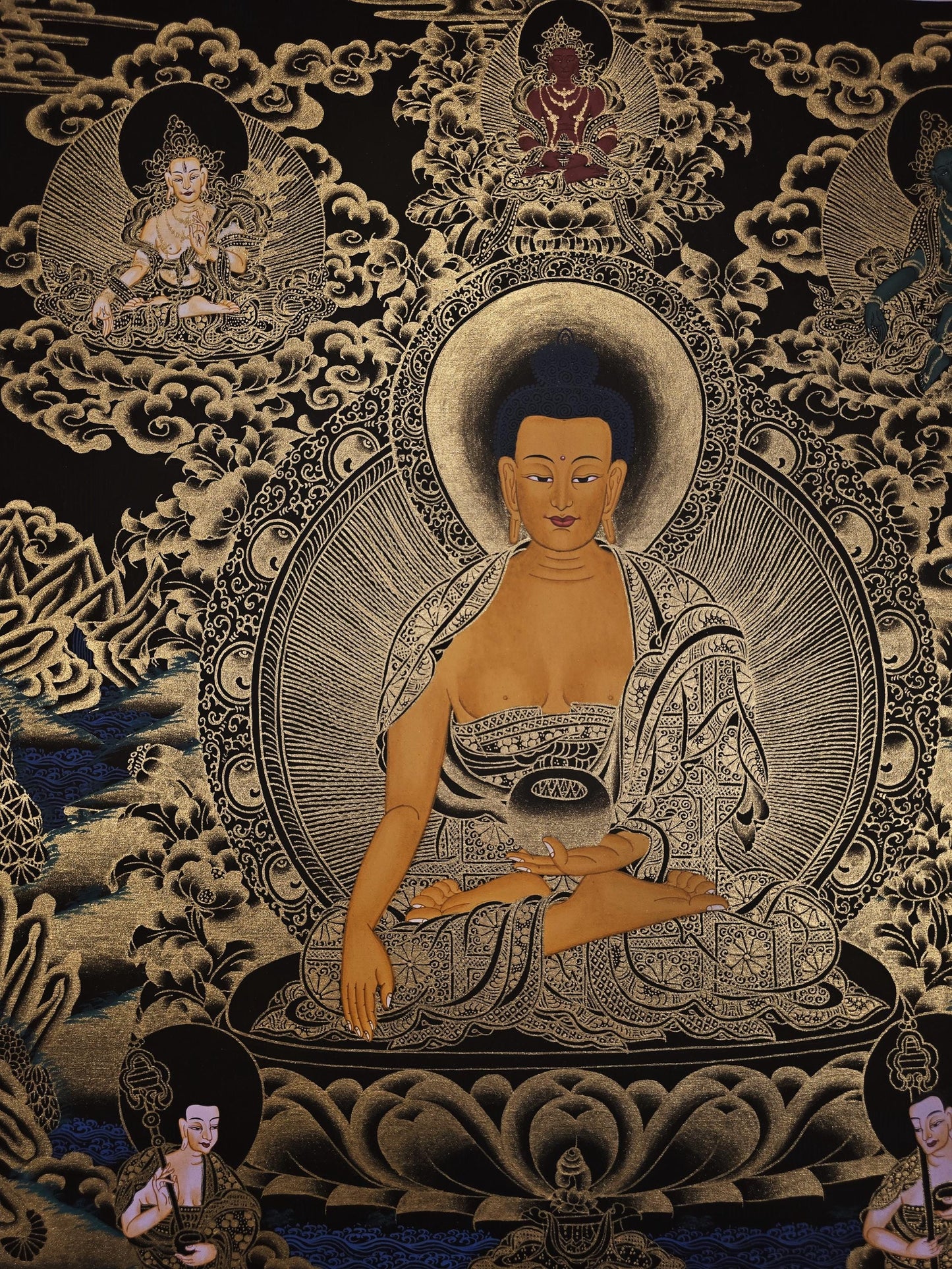 Original Hand-Painted Shakyamuni Buddha Thangka | Siddhartha Gautama Tibetan Art | Meditation Enlightenment Painting from Nepal