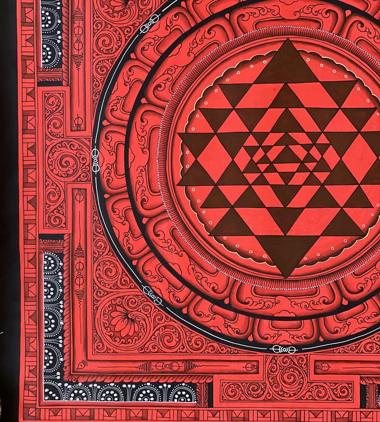 Handmade Sri Yantra Thangka Painting: Newari Vajraa Vidya Art