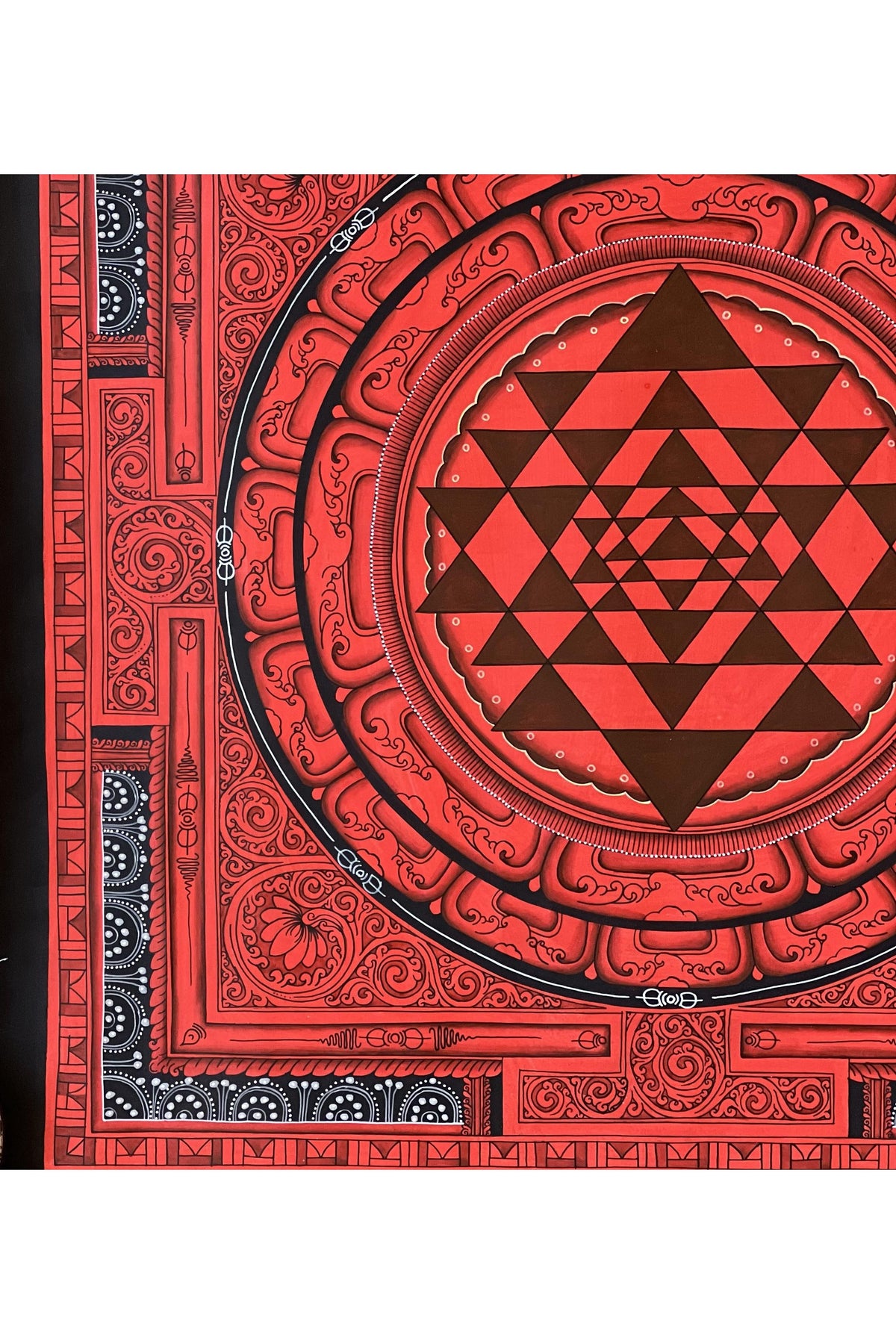 Handmade Sri Yantra Thangka Painting: Newari Vajraa Vidya Art