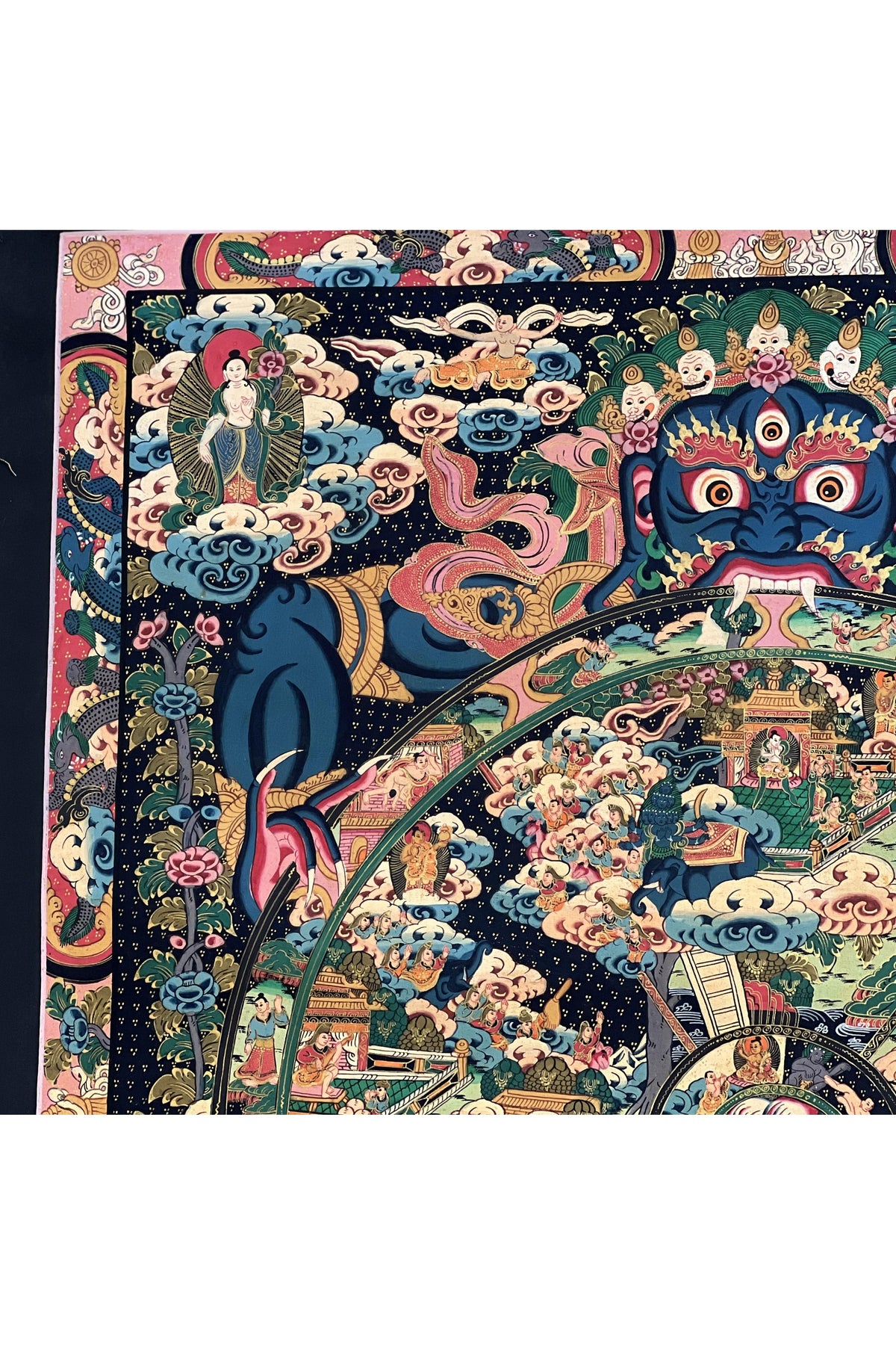 Large Wheel of Life Thangka | Hand-Painted Tibetan Mandala Art