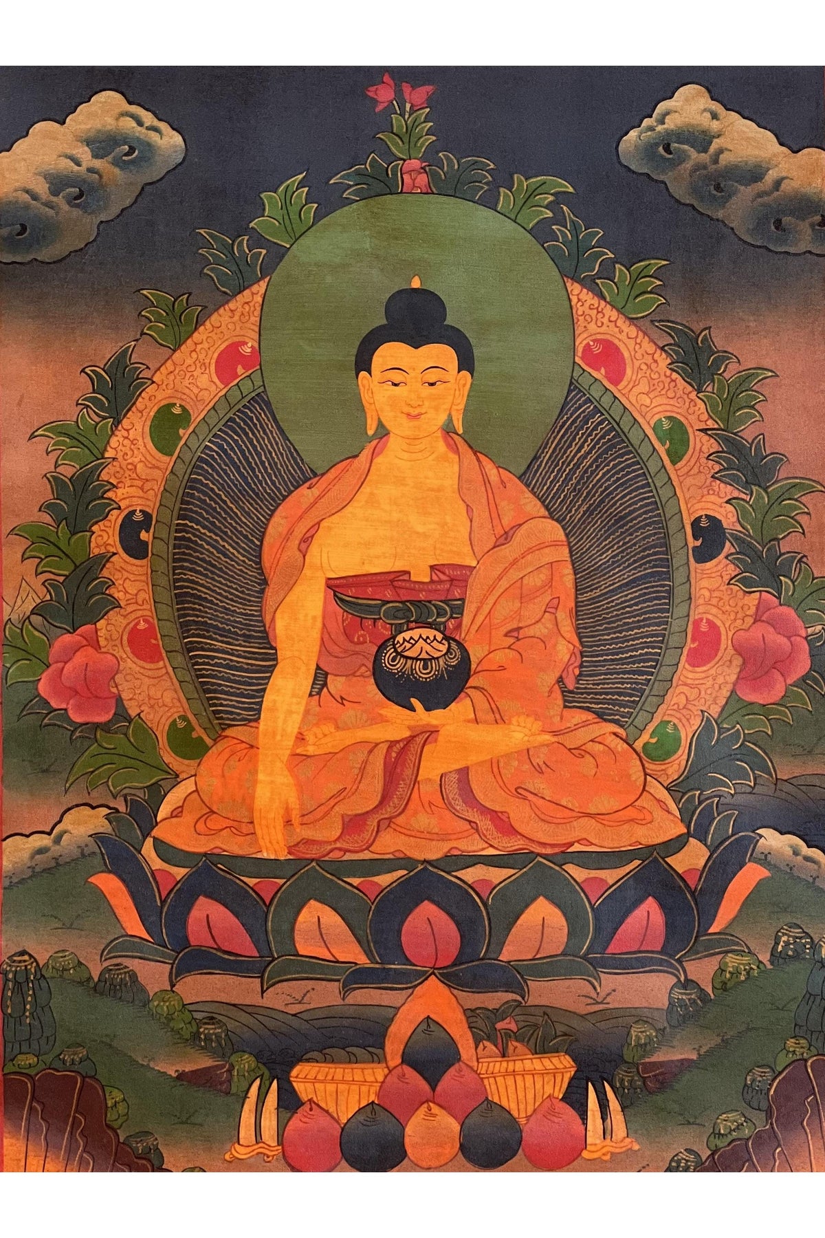 Hand-Painted Shakyamuni Buddha Thangka | Oil Varnished Tibetan Art
