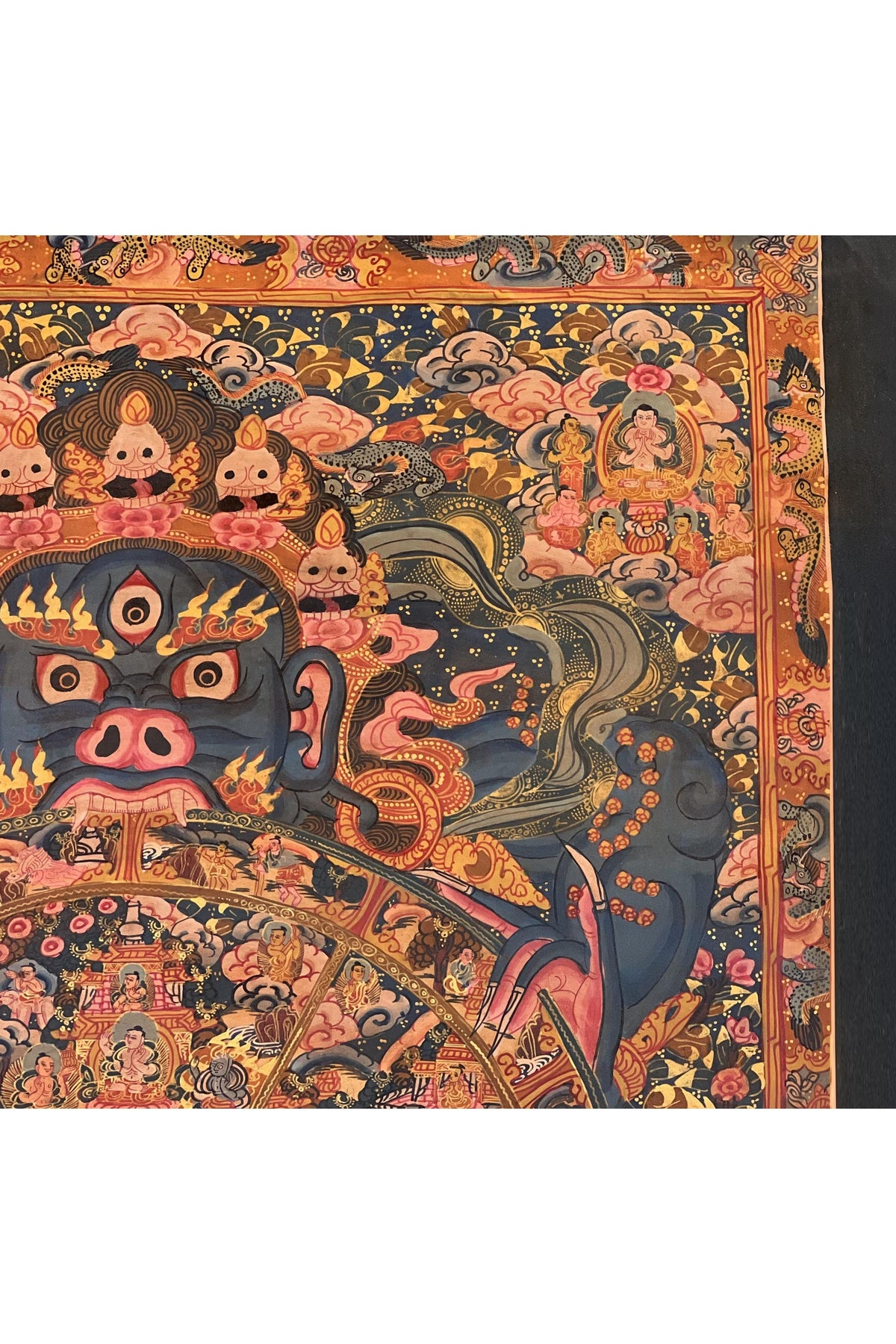 Hand-Painted Wheel of Life Thangka – Oil Varnished Buddhist Art