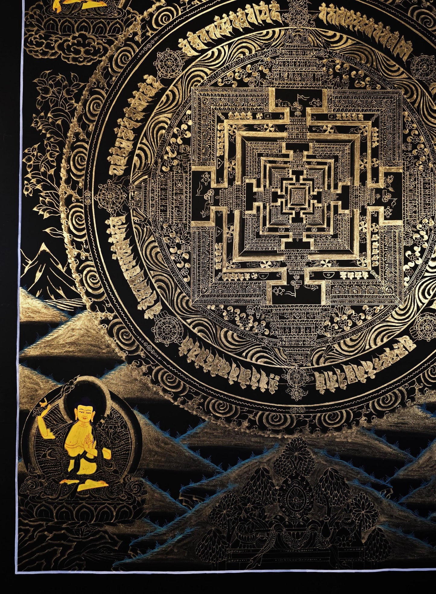 Hand-Painted Kalachakra Mandala Thangka, Tibetan Buddhist Art