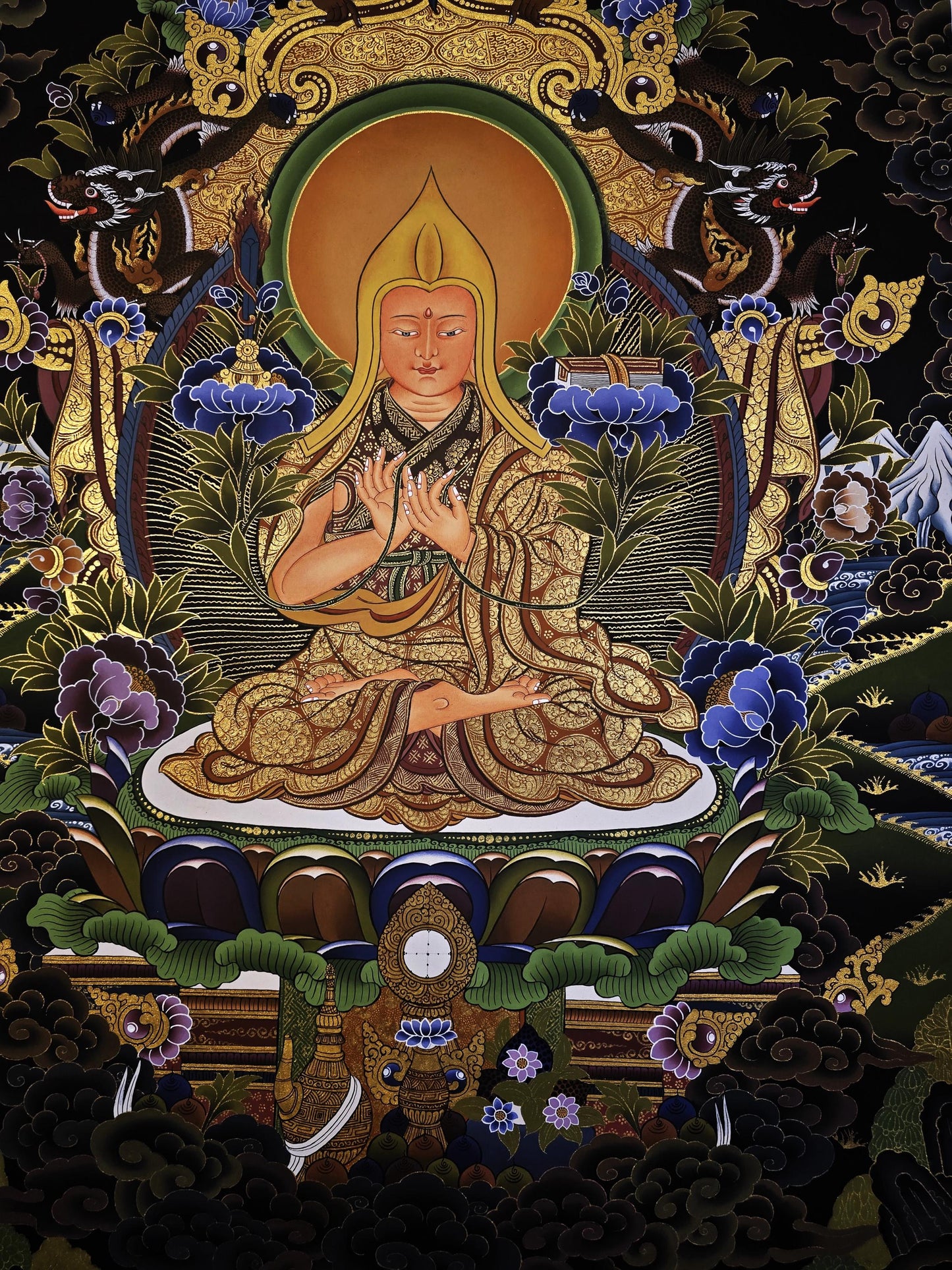 Original Hand-Painted Je Tsongkhapa Thangka | Gelugpa Founder Buddhist Art | Tibetan Thangka Painting from Nepal