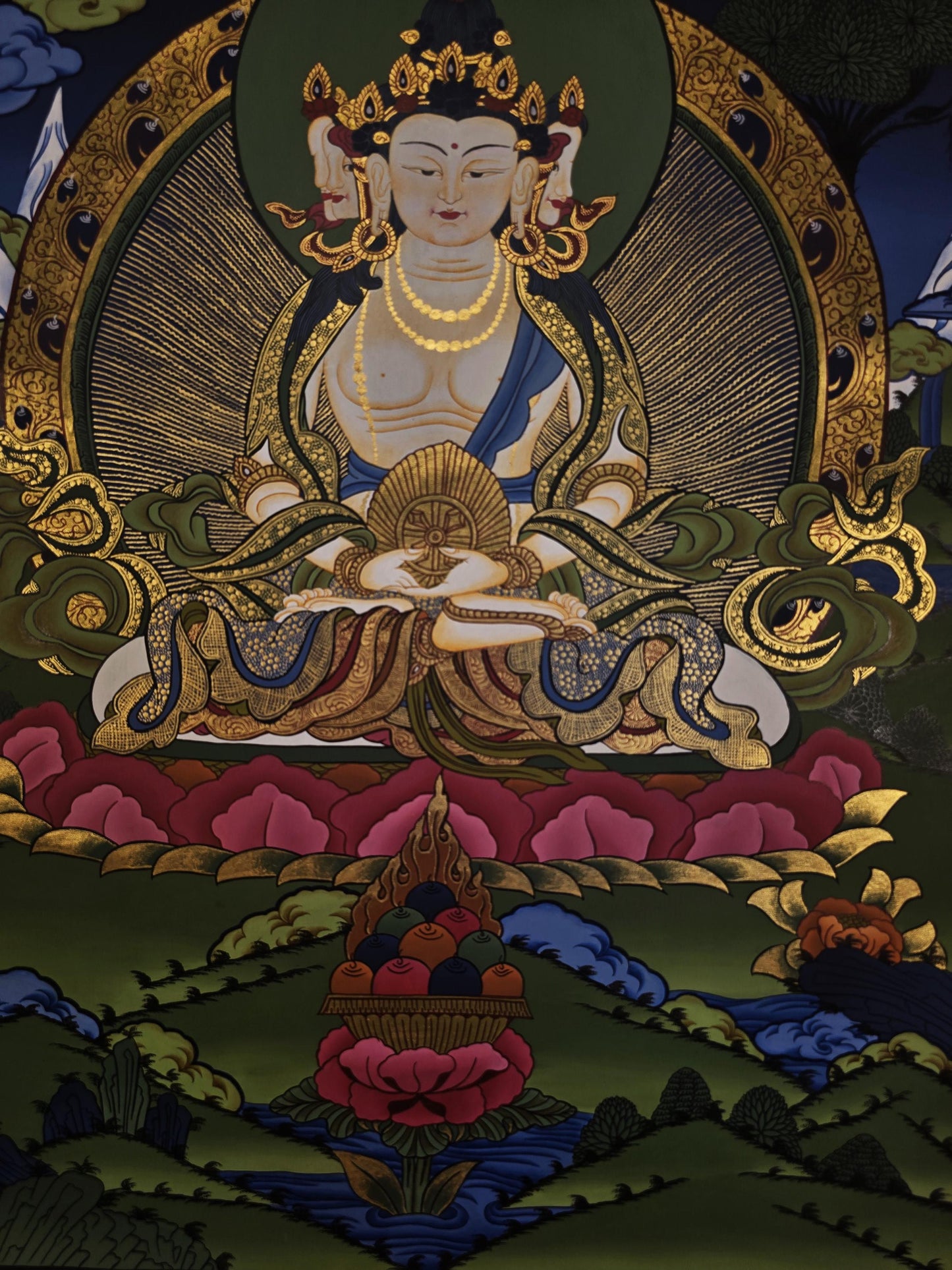 Vairocana Buddha Thangka | Hand-Painted Tibetan Buddhist Art