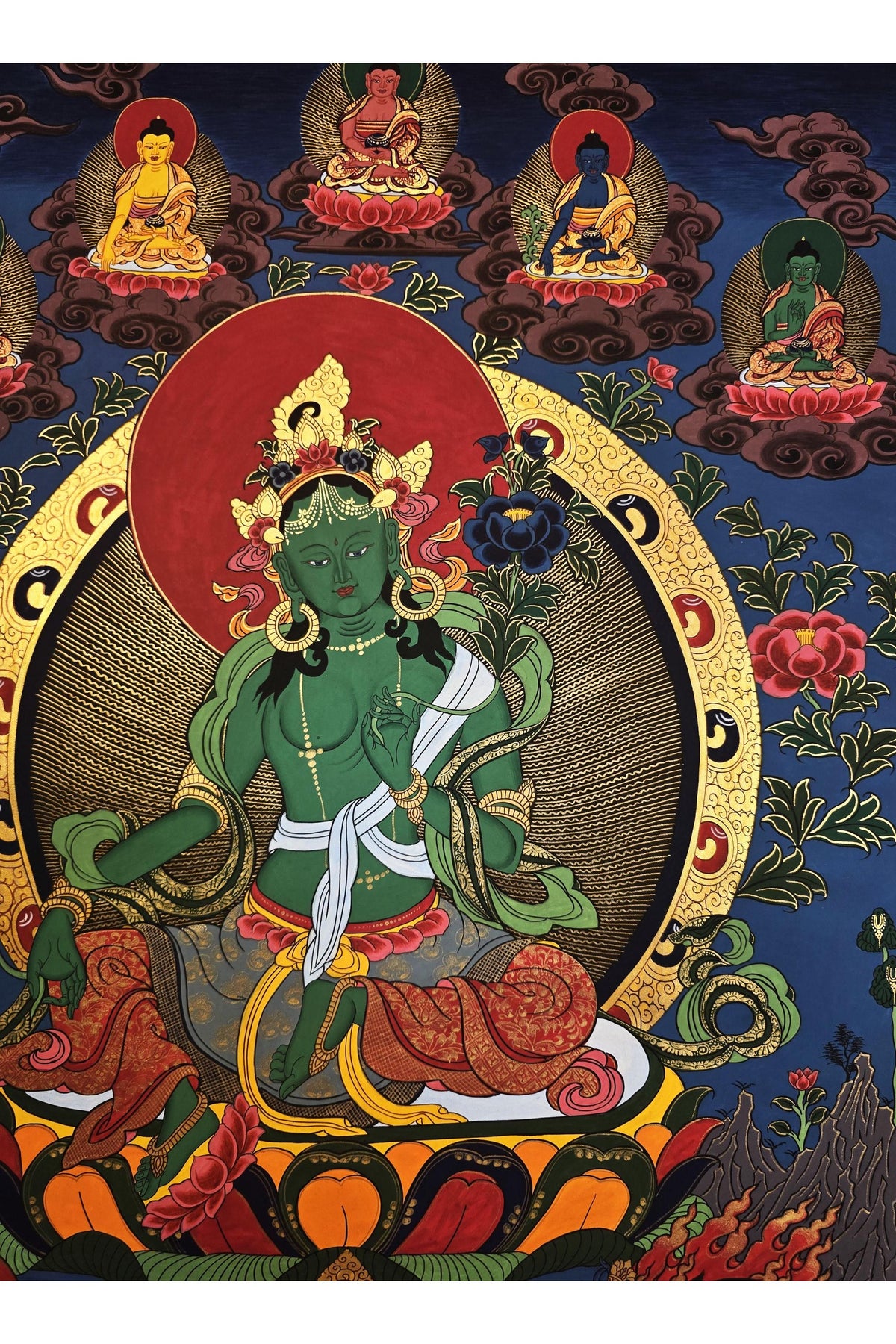 Hand-Painted Green Tara Thangka | Tibetan Buddhist Art, Goddess of Compassion