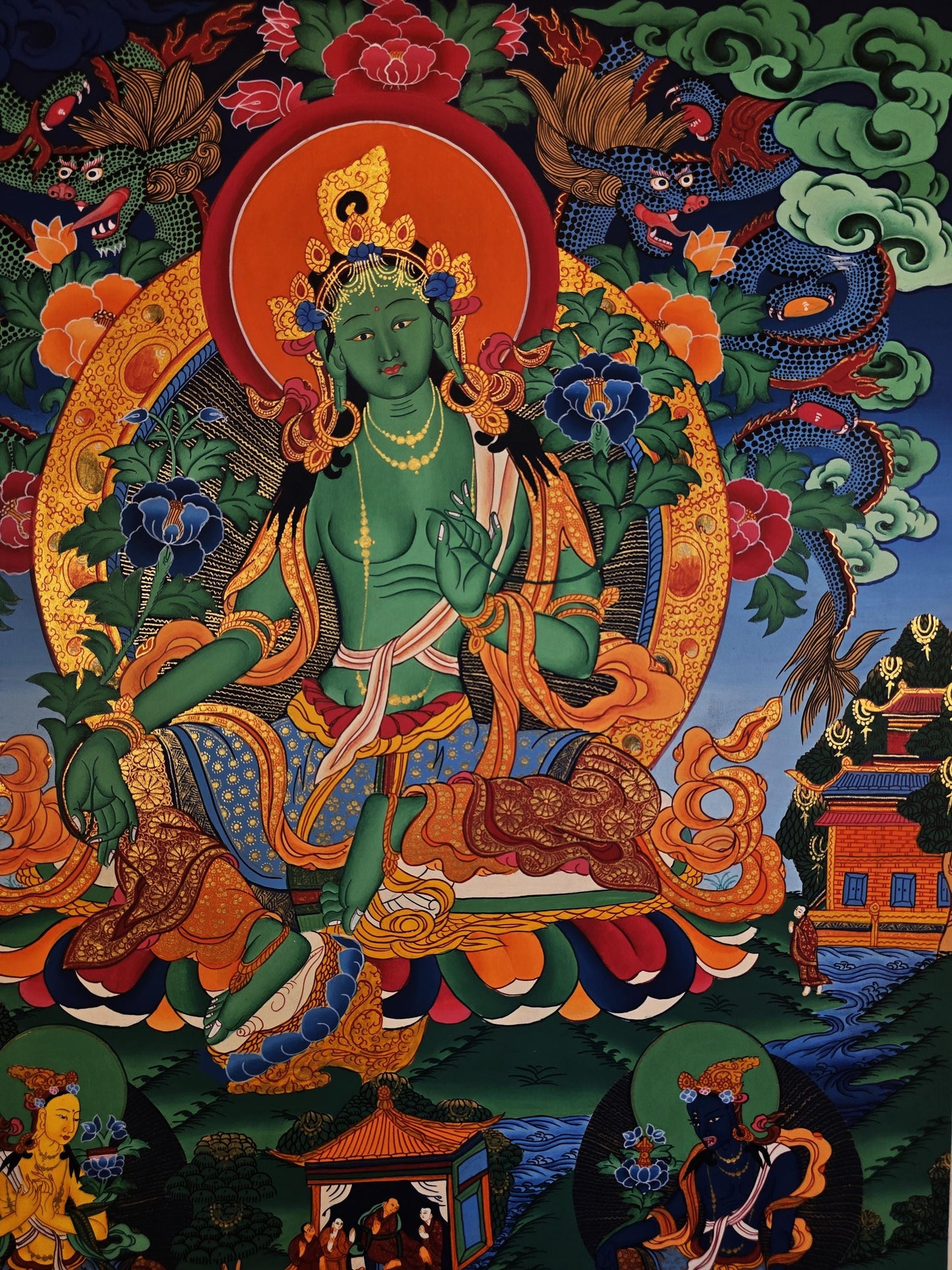 Original Hand-Painted Green Tara Thangka | Tibetan Goddess of Compassion and Protection | Buddhist Art | Masterpiece
