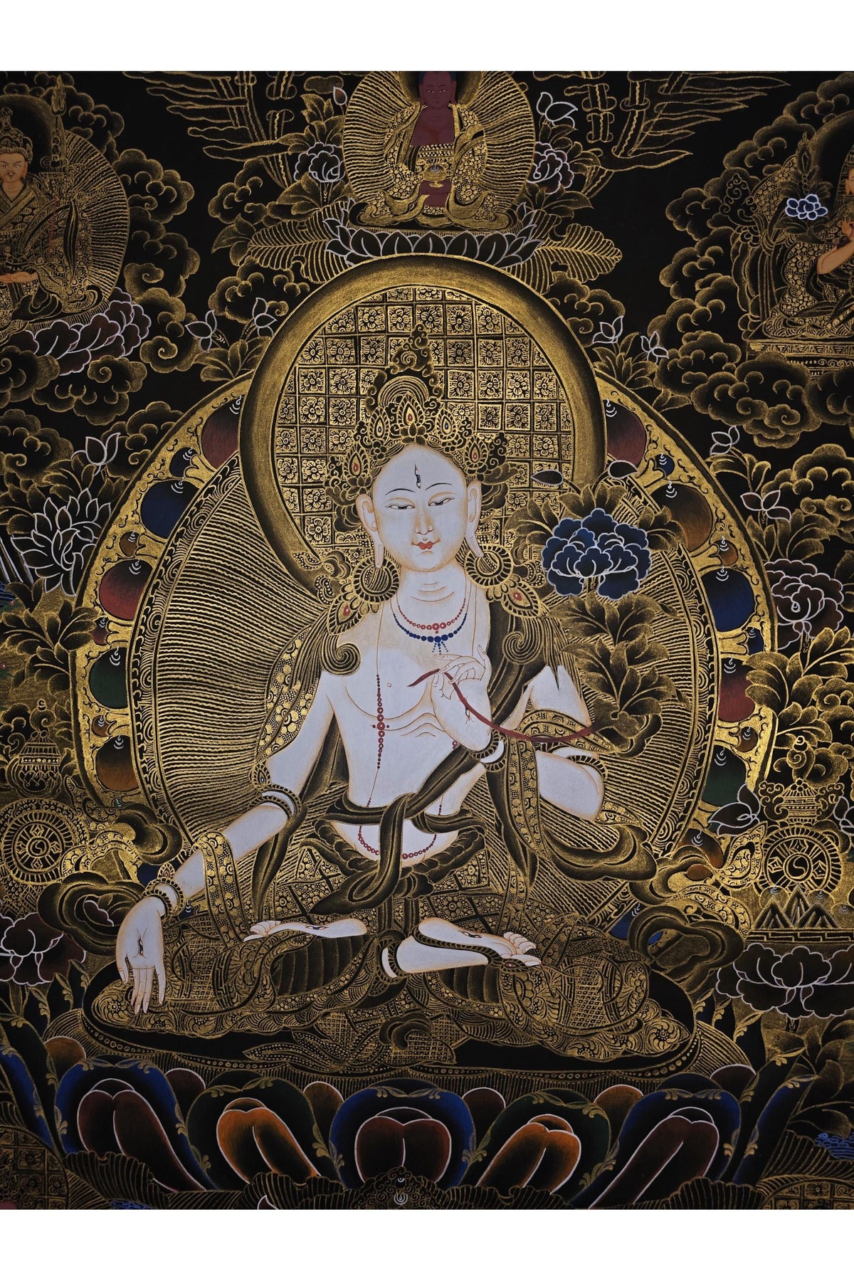 Hand-Painted White Tara Thangka | Tibetan Goddess Art, 24x36