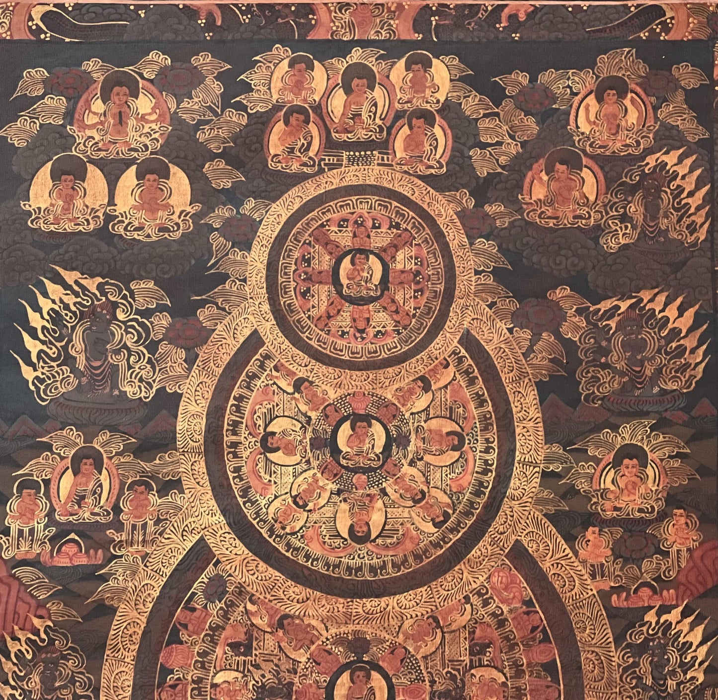 Hand-Painted Buddha Life Mandala Thangka | Tibetan Meditation Art