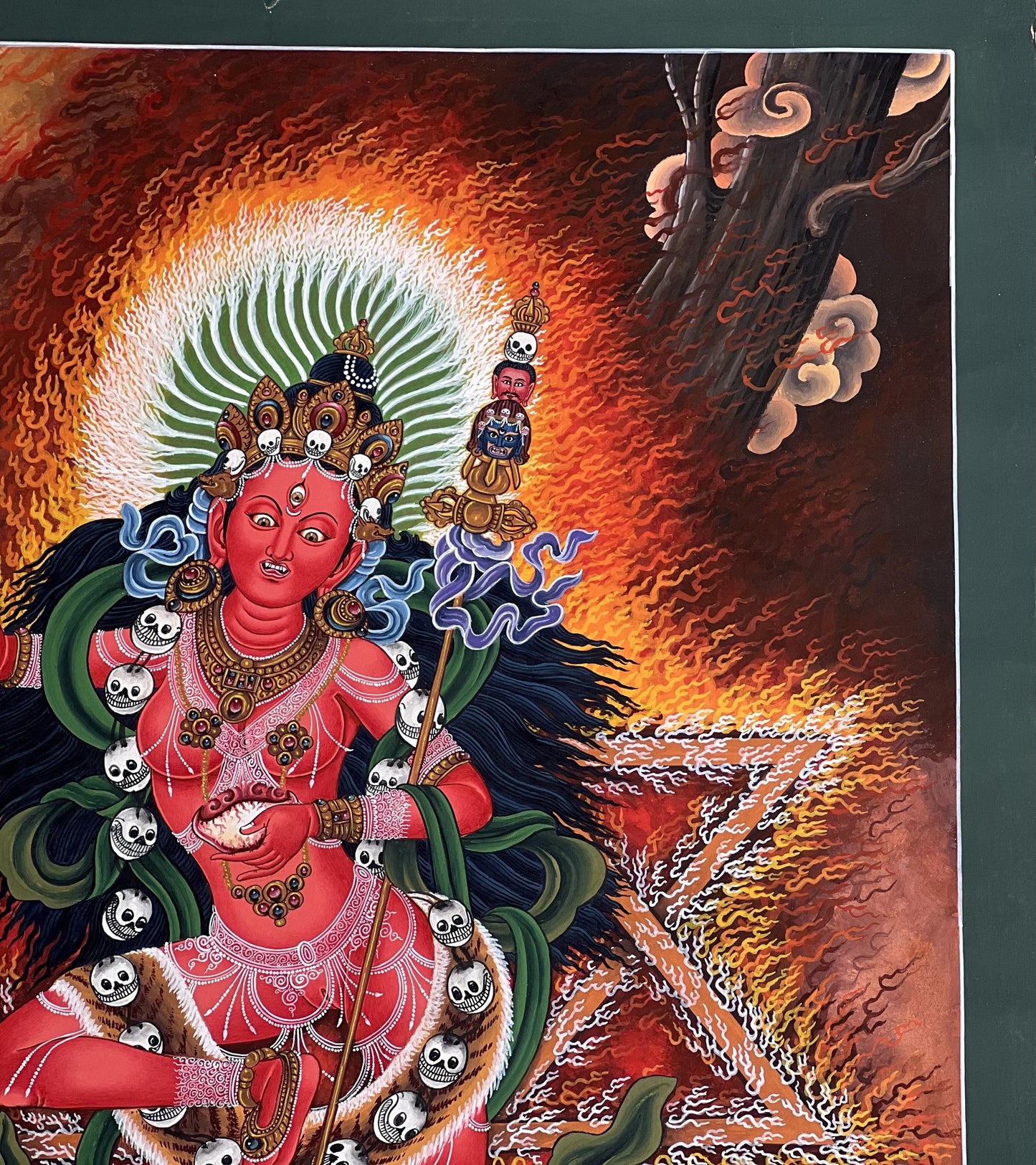 Original Hand-Painted Vajravarahi Thangka – Dorje Phagmo Female Buddha, Newari Paubha Art from Nepal