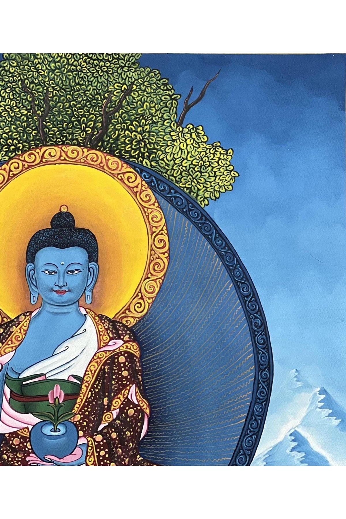 Bhaisajyaguru Medicine Buddha Paubha | Healing Thangka Art | Hand-Painted Nepal Buddhist Masterpiece