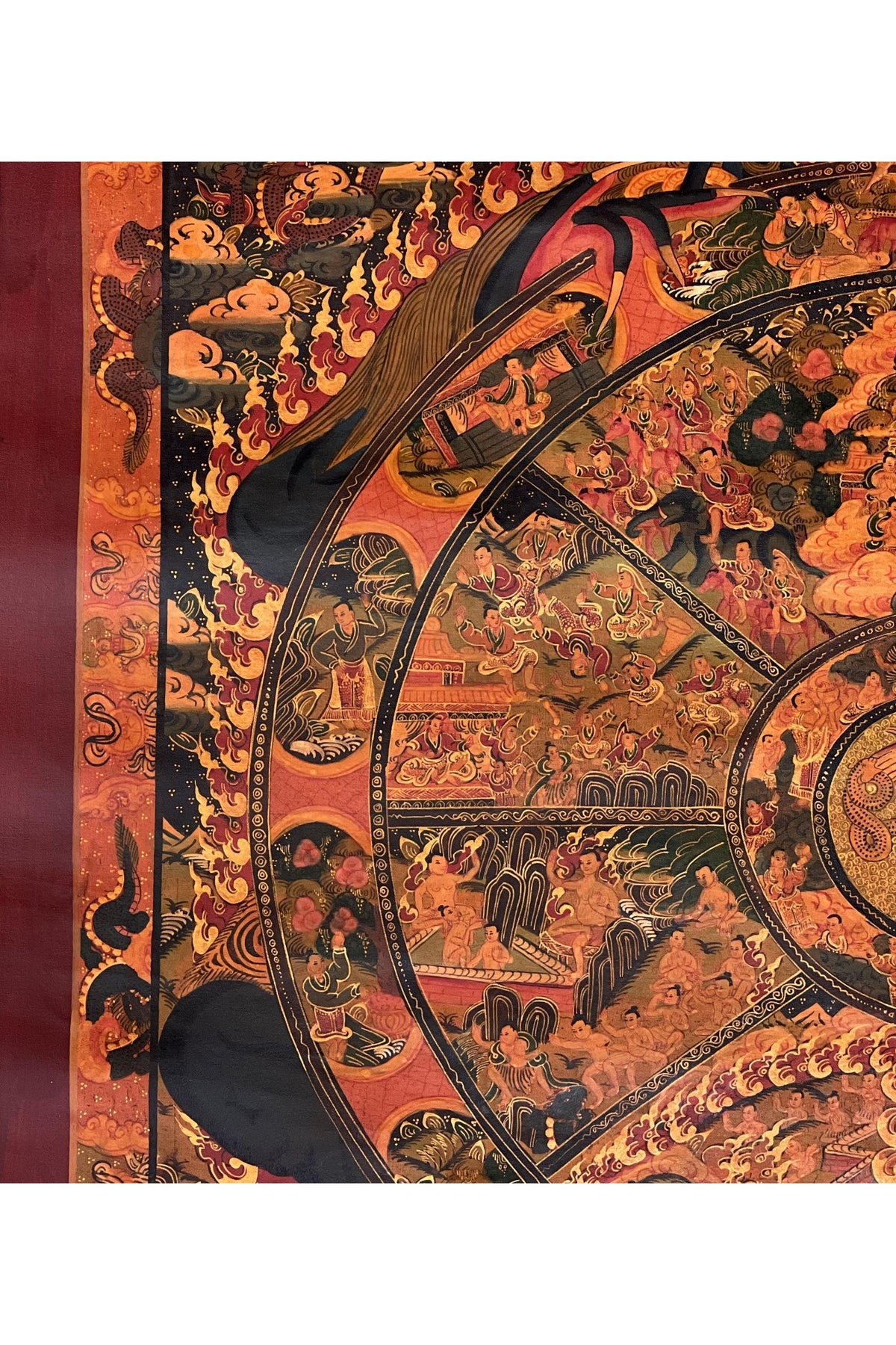 Hand-Painted Wheel of Life Thangka | Tibetan Buddhist Mandala Art